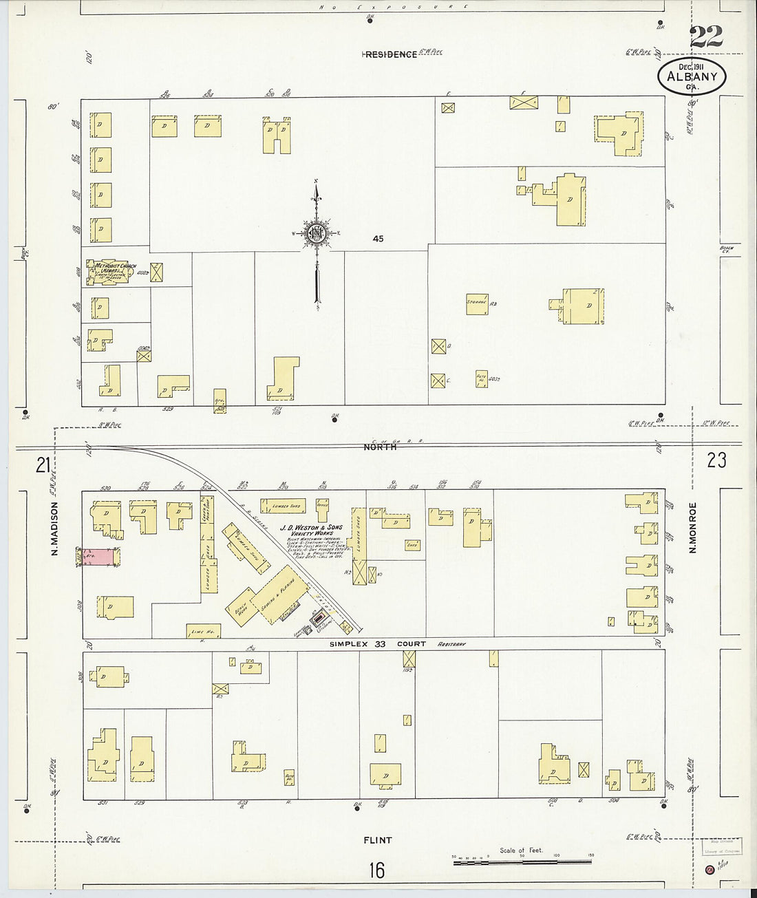 This old map of Albany, Dougherty County, Georgia was created by Sanborn Map Company in 1911