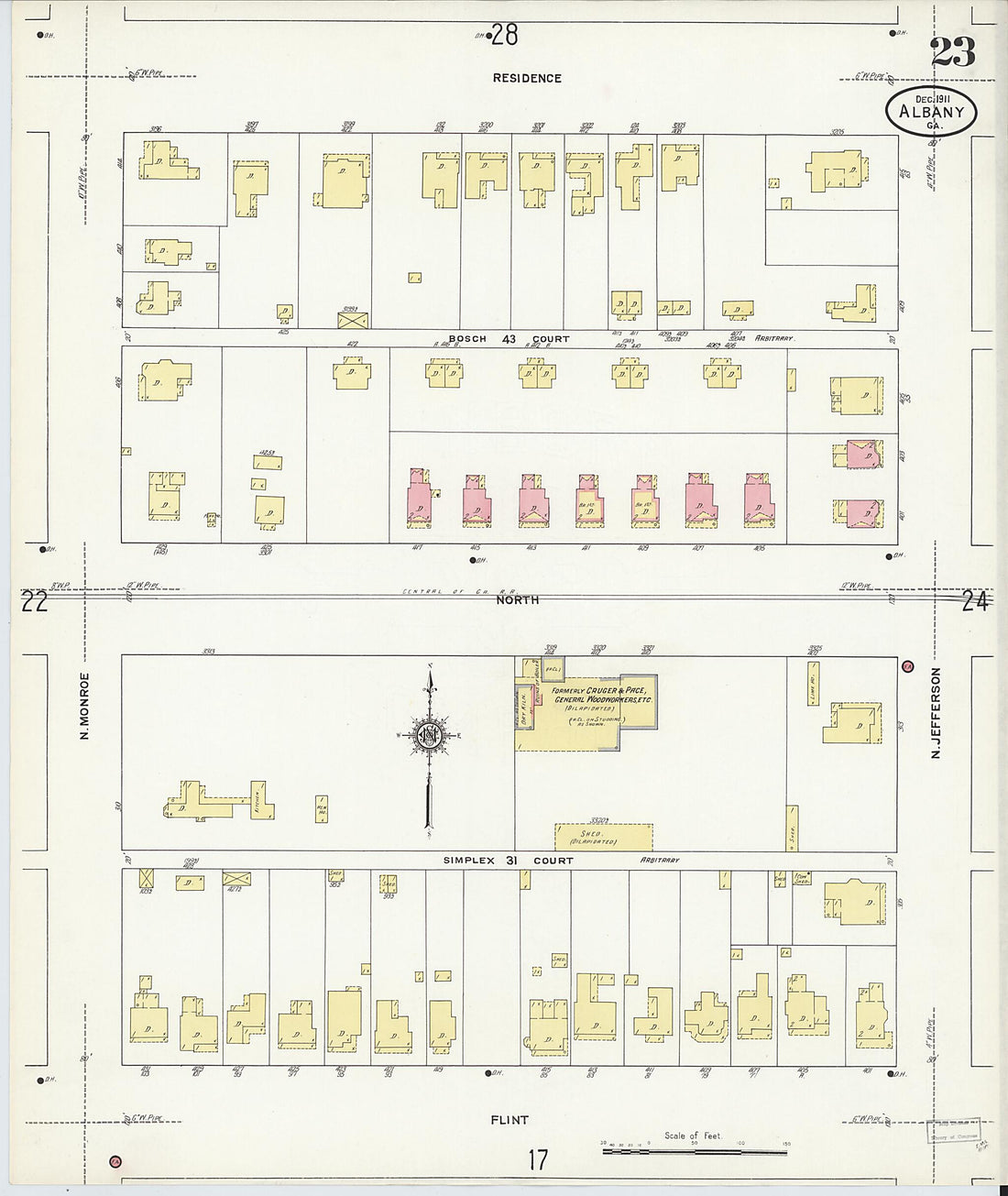 This old map of Albany, Dougherty County, Georgia was created by Sanborn Map Company in 1911