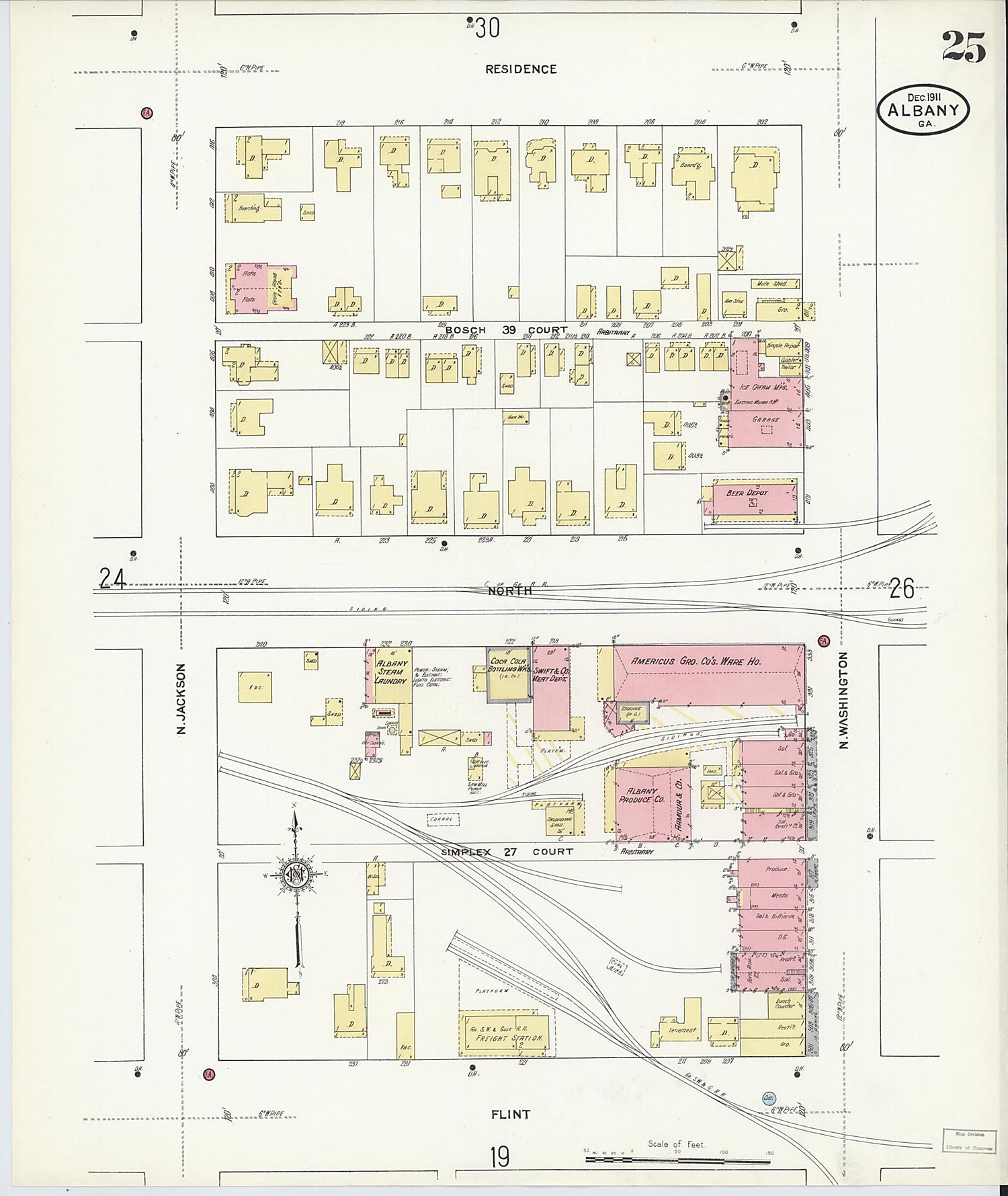 This old map of Albany, Dougherty County, Georgia was created by Sanborn Map Company in 1911