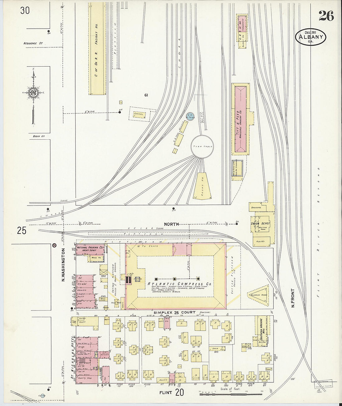 This old map of Albany, Dougherty County, Georgia was created by Sanborn Map Company in 1911