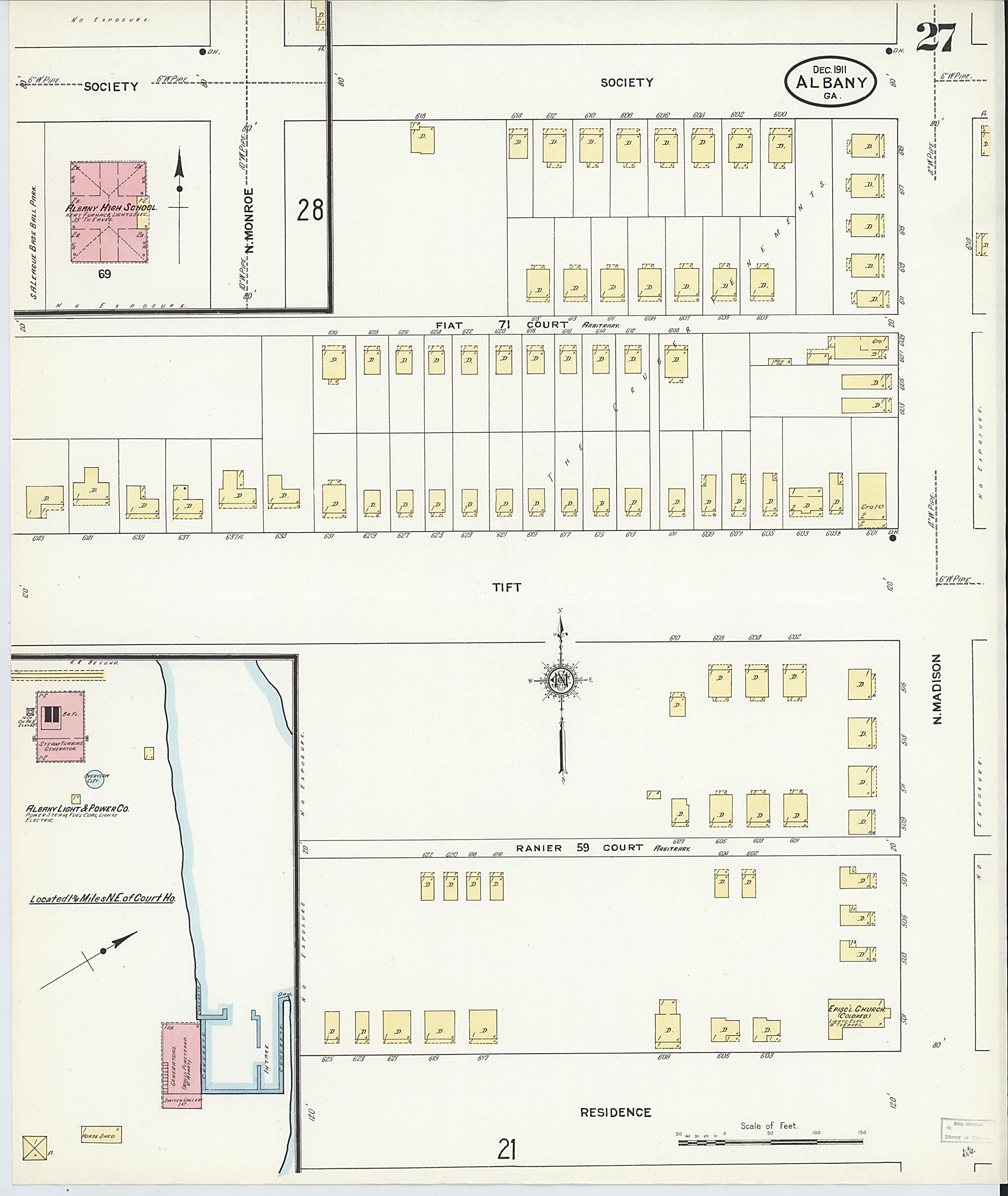 This old map of Albany, Dougherty County, Georgia was created by Sanborn Map Company in 1911