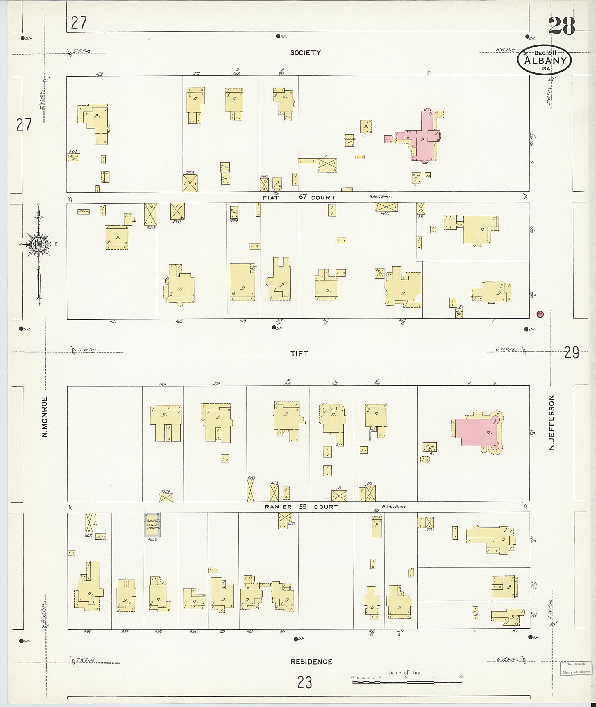 This old map of Albany, Dougherty County, Georgia was created by Sanborn Map Company in 1911