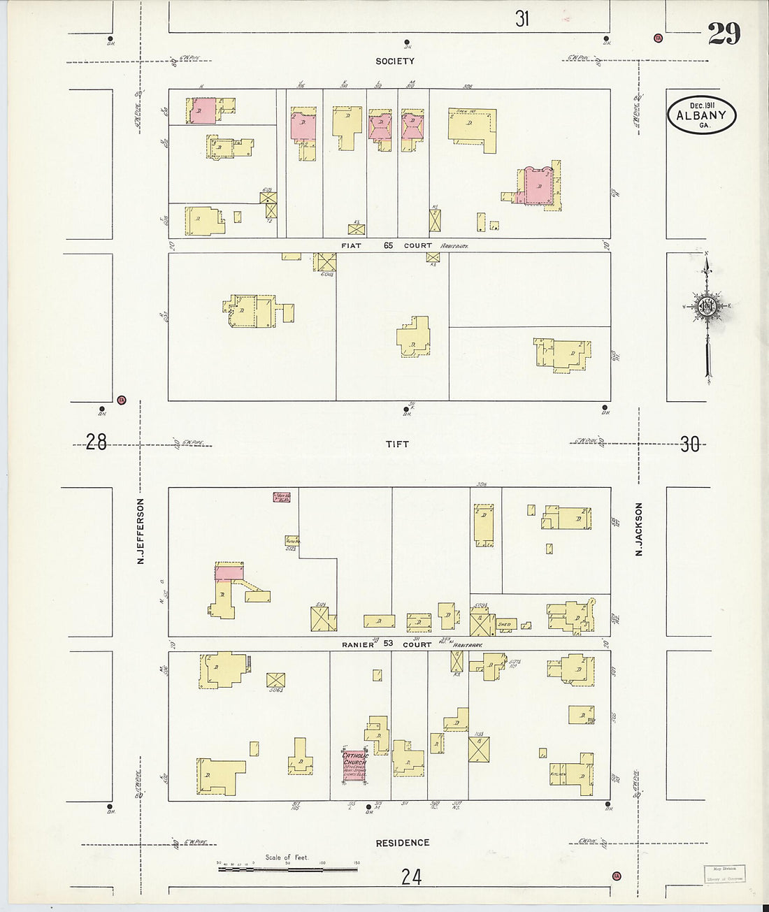 This old map of Albany, Dougherty County, Georgia was created by Sanborn Map Company in 1911