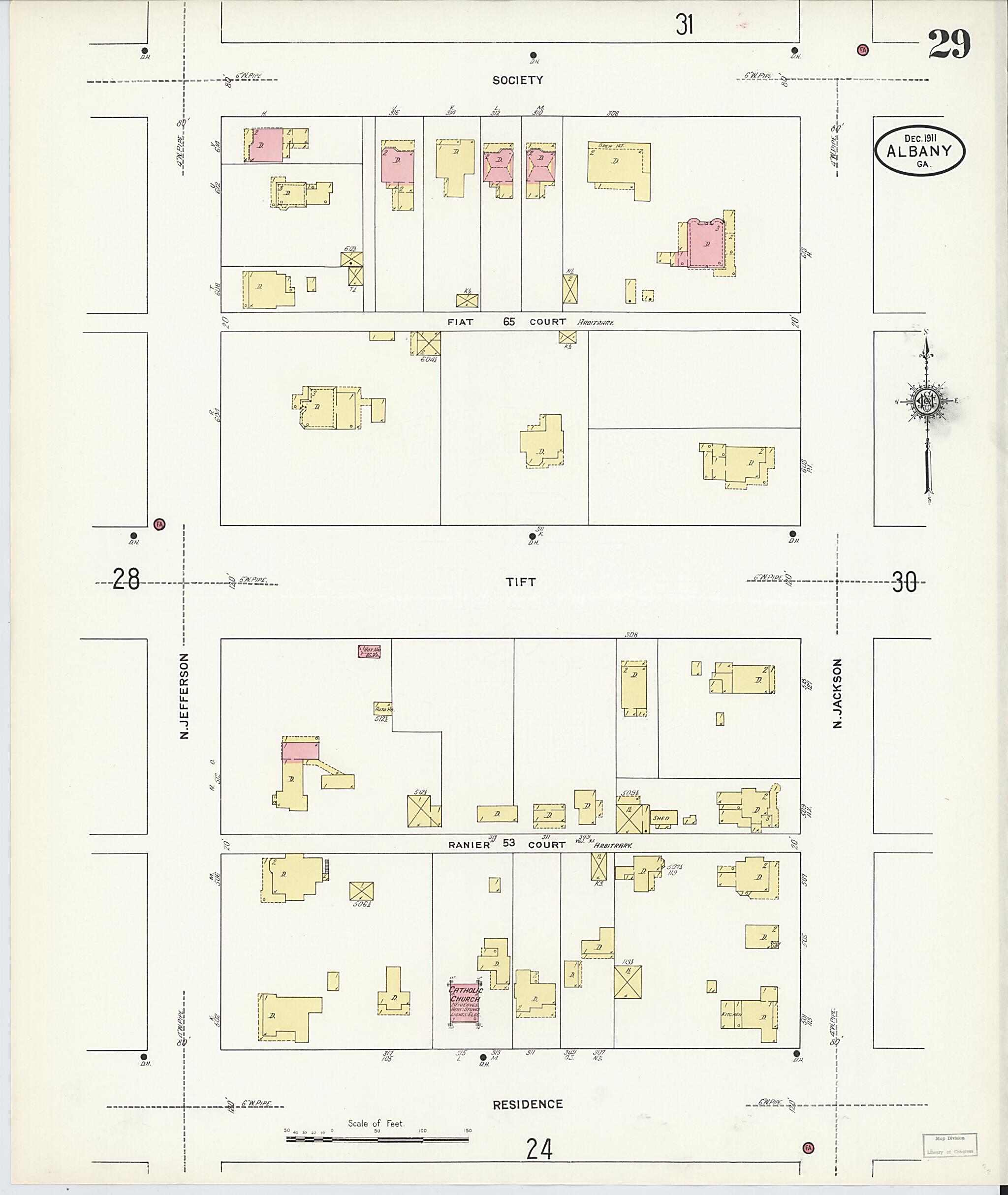 This old map of Albany, Dougherty County, Georgia was created by Sanborn Map Company in 1911