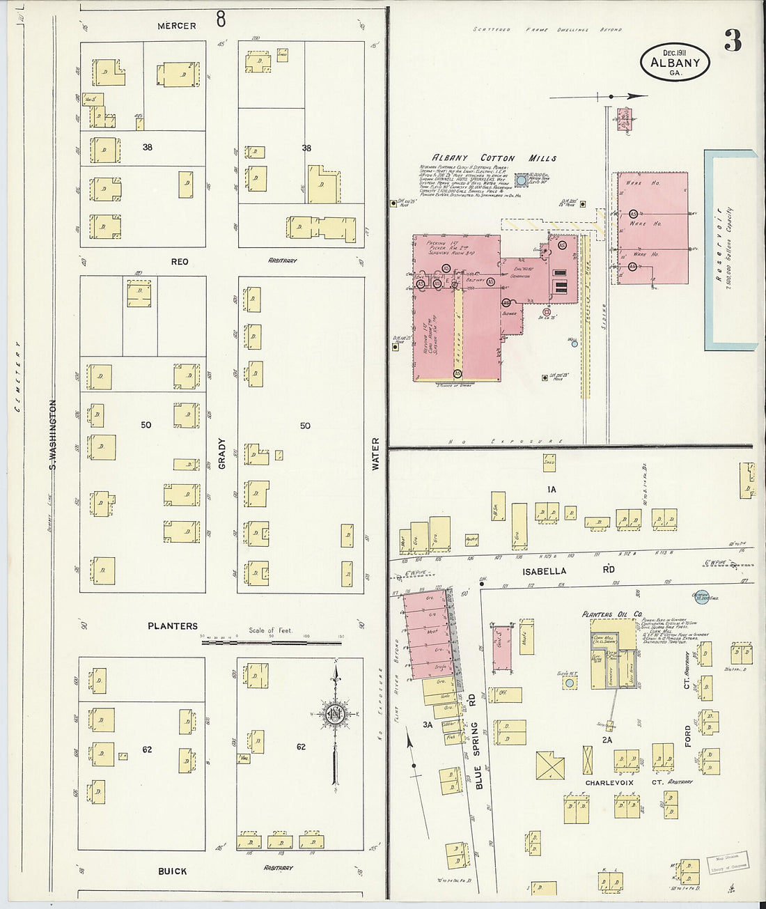 This old map of Albany, Dougherty County, Georgia was created by Sanborn Map Company in 1911