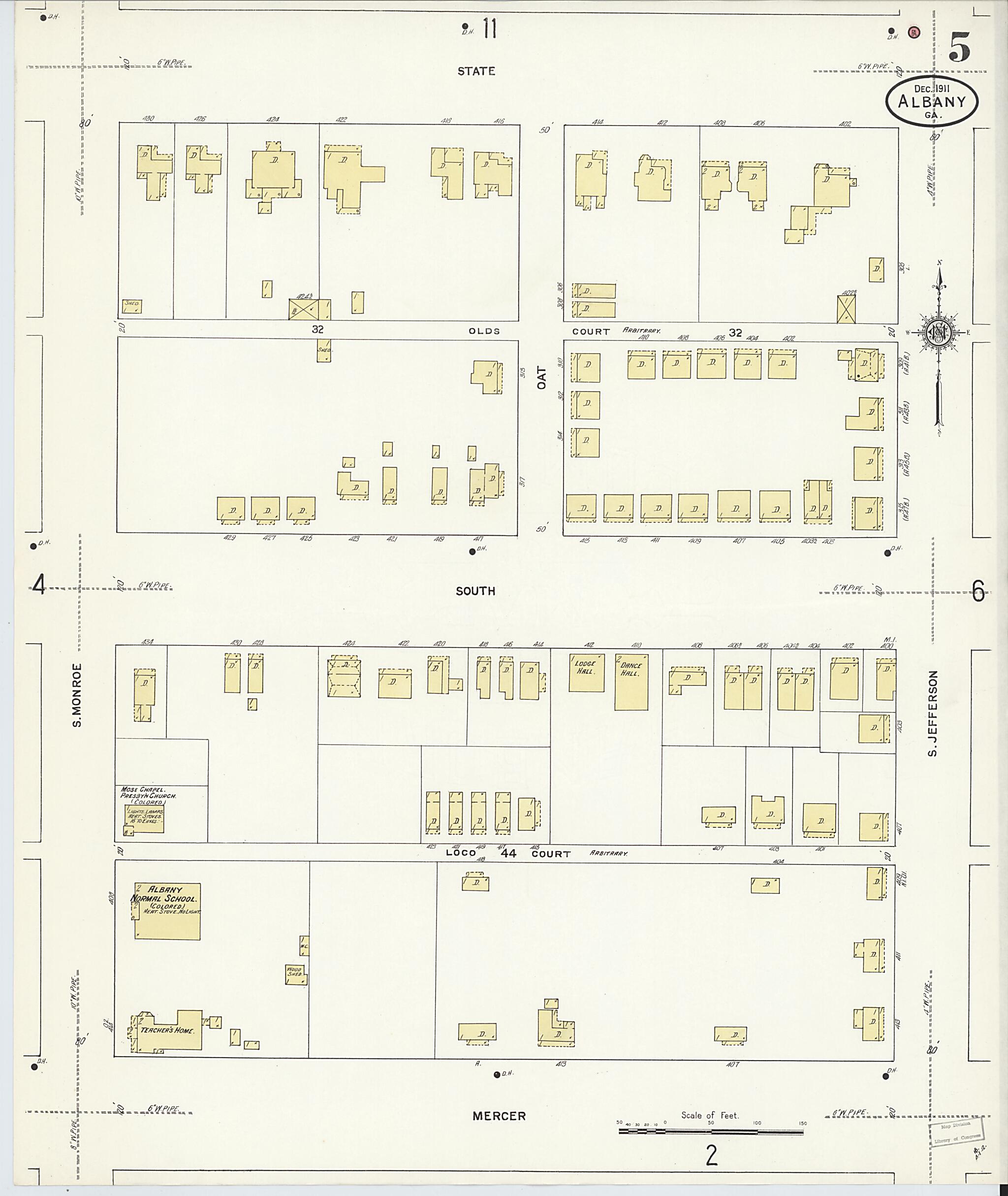 This old map of Albany, Dougherty County, Georgia was created by Sanborn Map Company in 1911