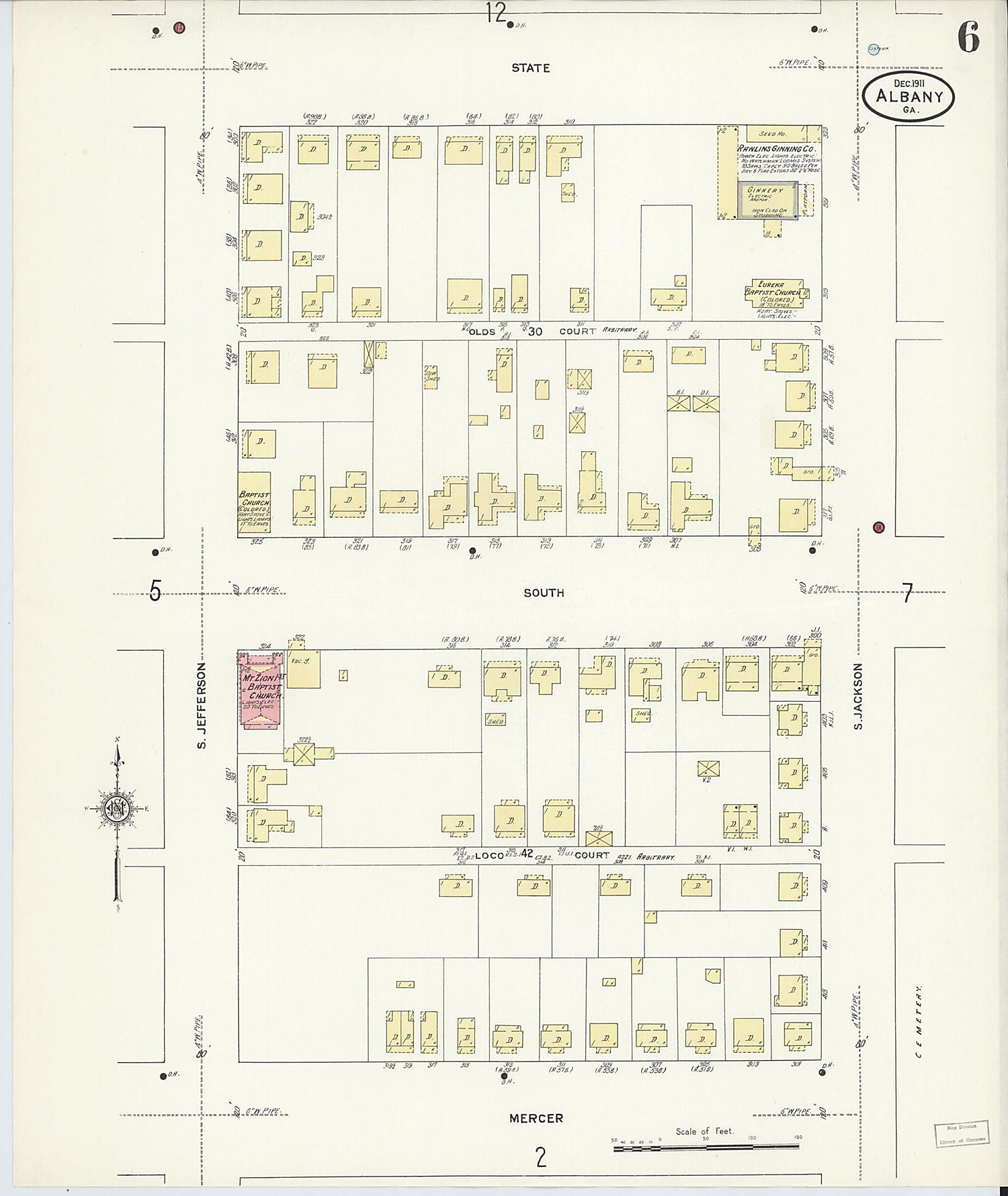 This old map of Albany, Dougherty County, Georgia was created by Sanborn Map Company in 1911