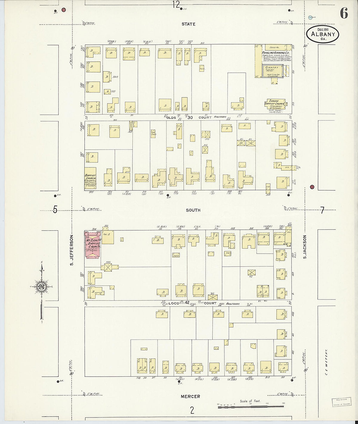 Albany, Dougherty County, Georgia 1911 (Sheet 6 of 32) by Relic Map Company
