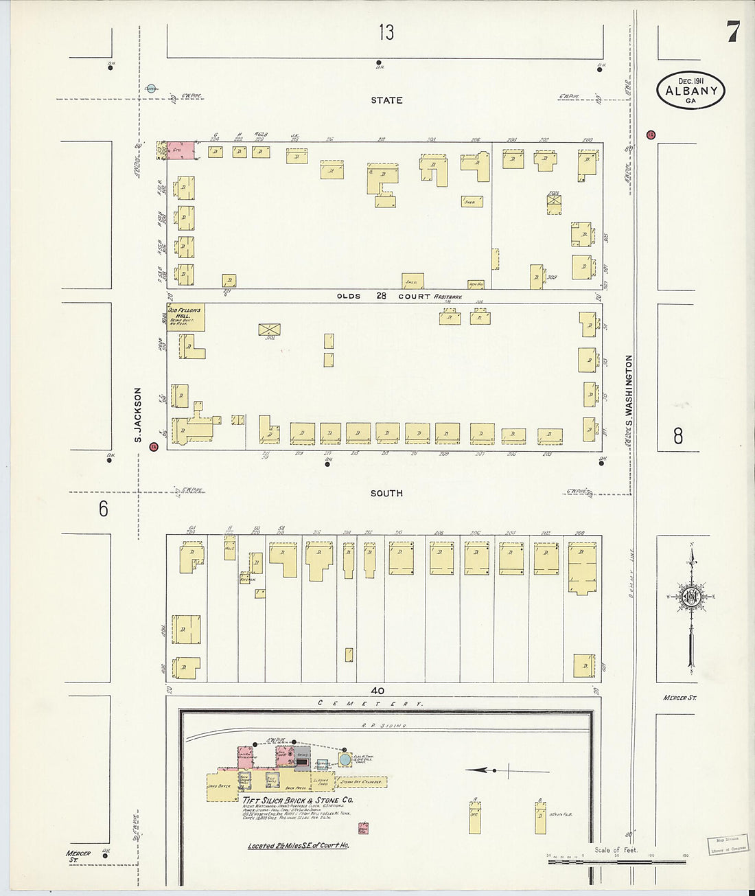 This old map of Albany, Dougherty County, Georgia was created by Sanborn Map Company in 1911