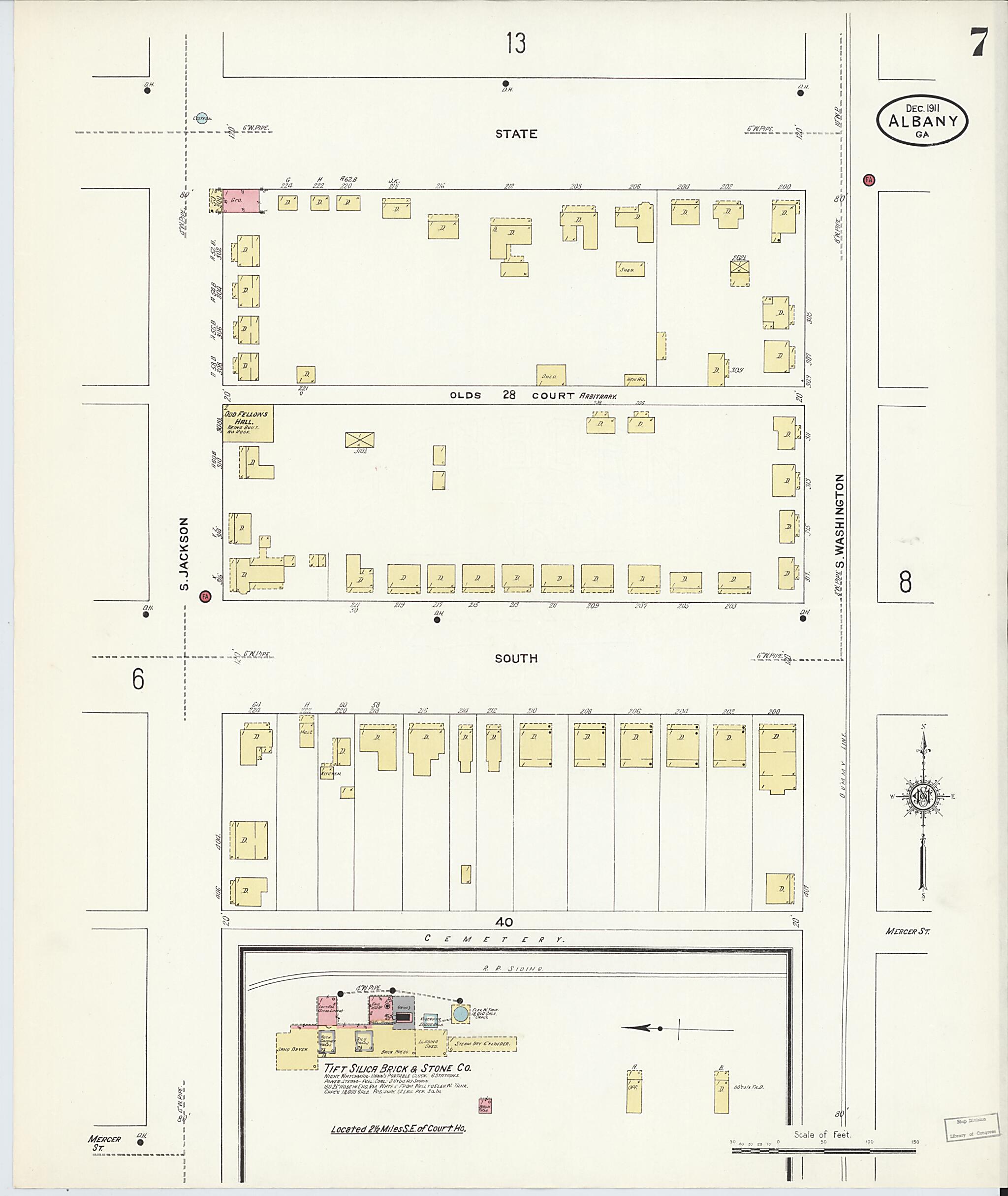 This old map of Albany, Dougherty County, Georgia was created by Sanborn Map Company in 1911