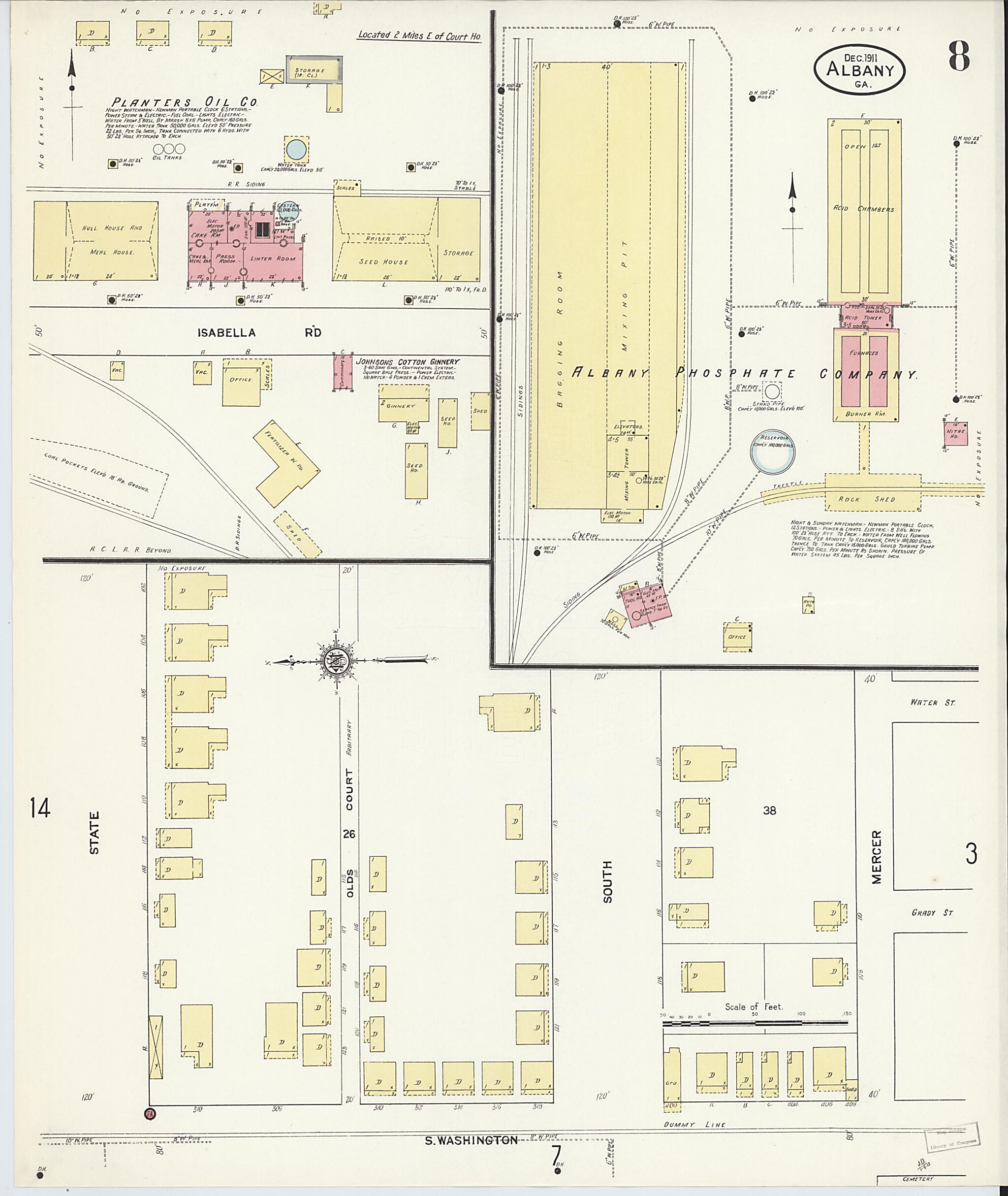 This old map of Albany, Dougherty County, Georgia was created by Sanborn Map Company in 1911