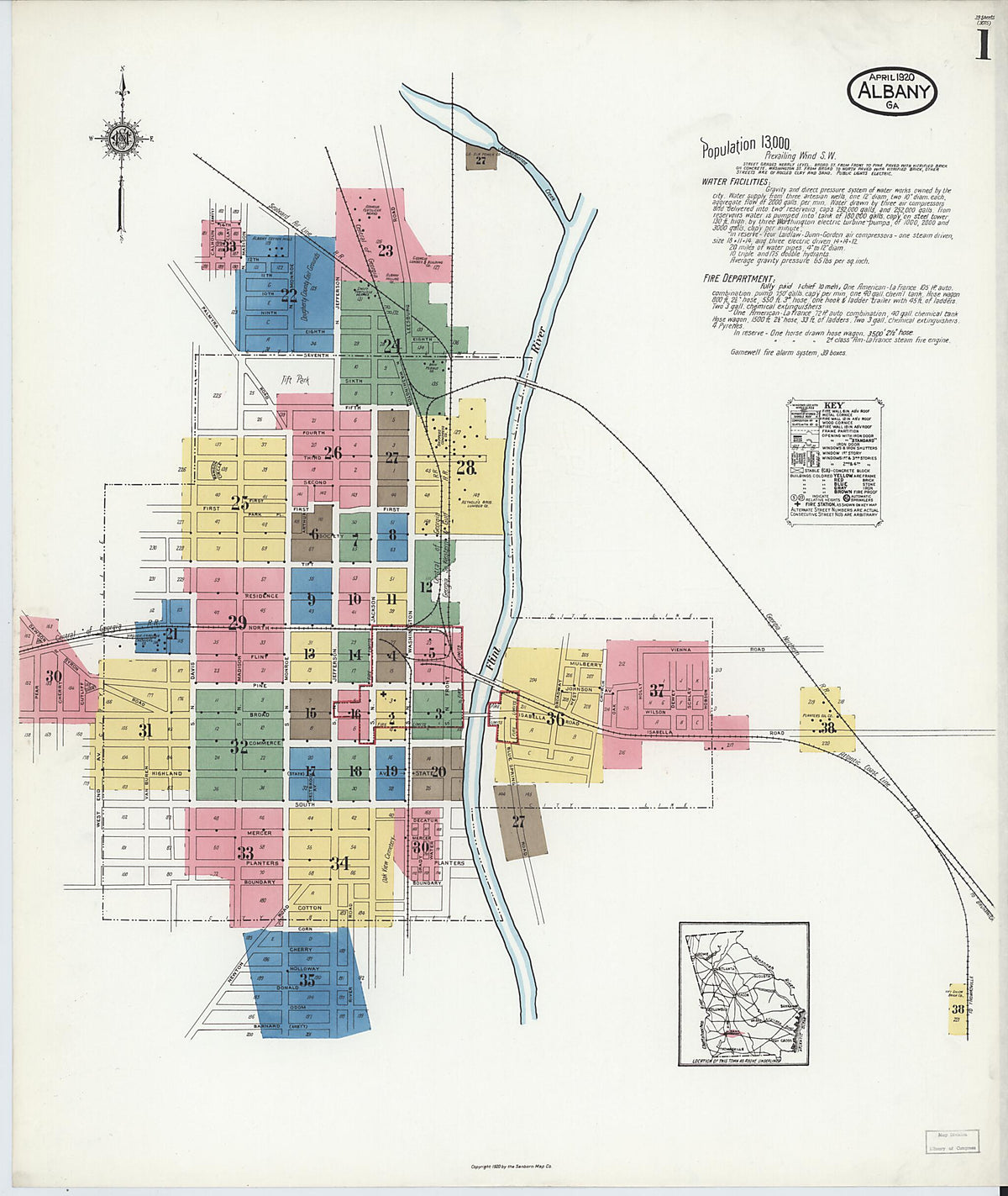Albany, Dougherty County, Georgia 1920 (Sheet 1) by Relic Map Company