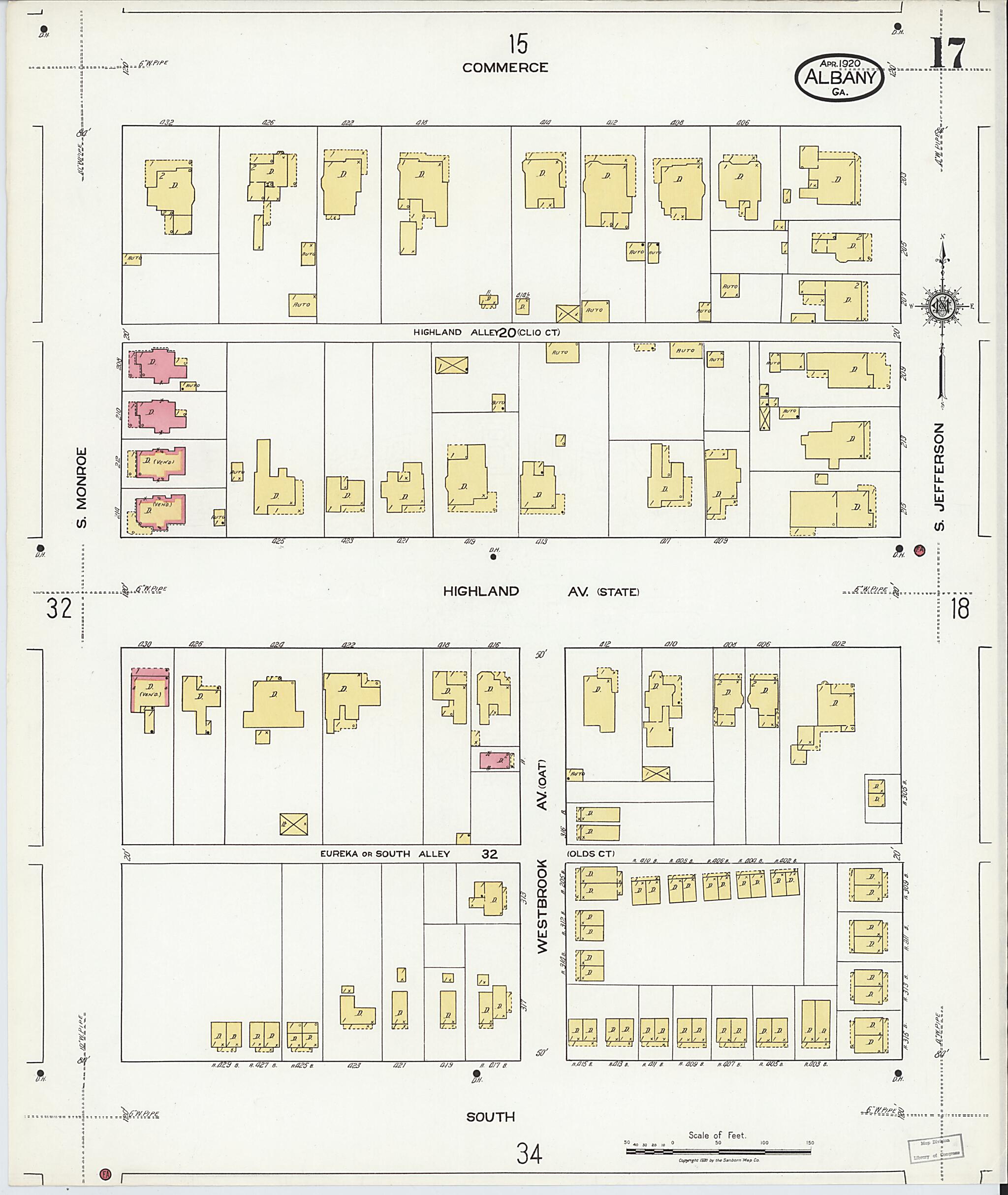 This old map of Putney, Dougherty County, Georgia was created by Sanborn Map Company in 1920