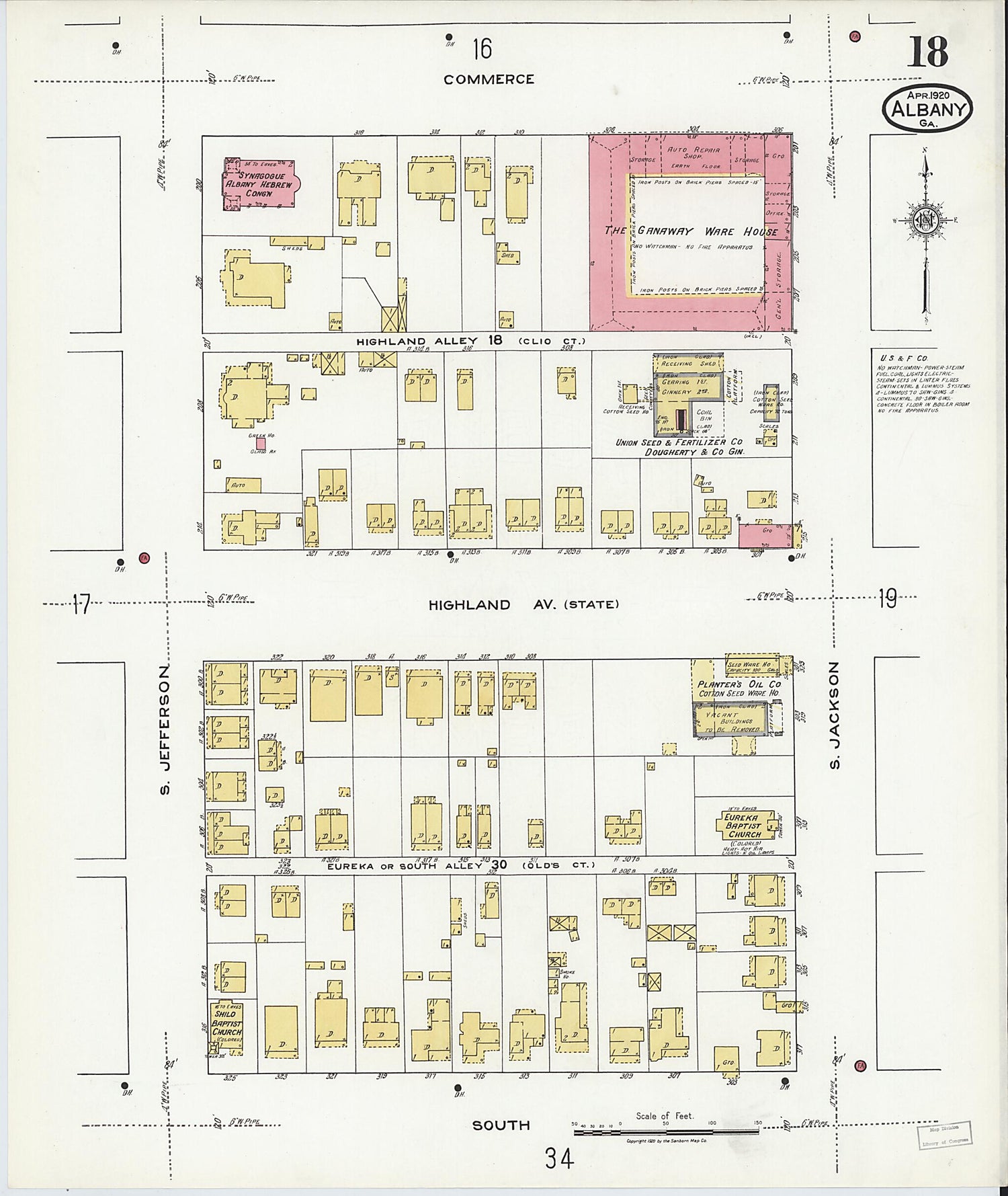 This old map of Putney, Dougherty County, Georgia was created by Sanborn Map Company in 1920