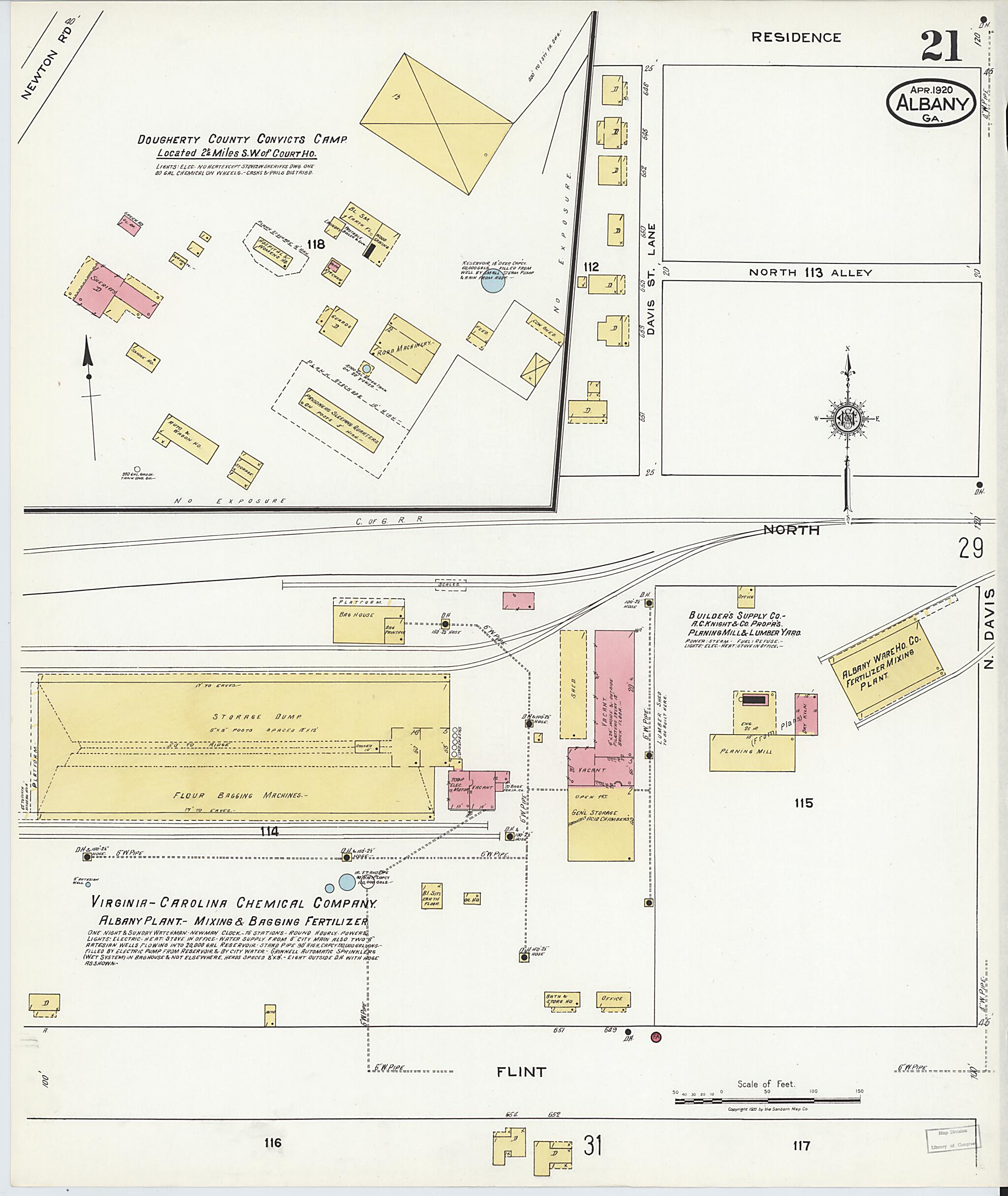 This old map of Putney, Dougherty County, Georgia was created by Sanborn Map Company in 1920