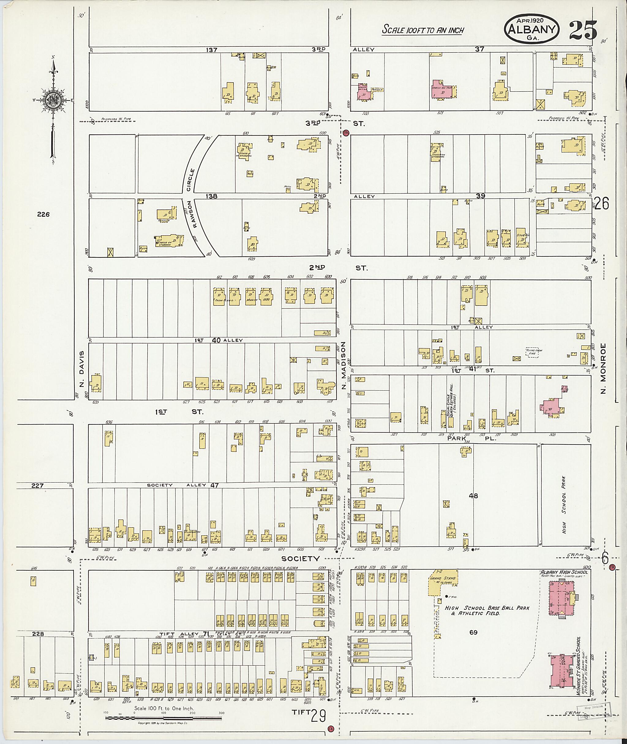 This old map of Putney, Dougherty County, Georgia was created by Sanborn Map Company in 1920