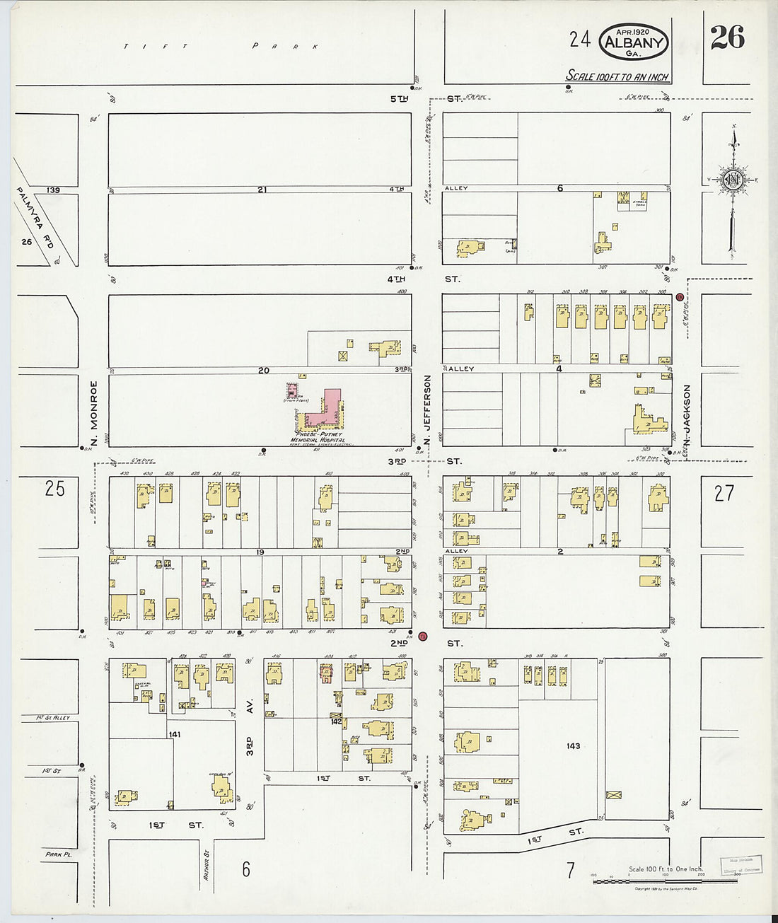 This old map of Putney, Dougherty County, Georgia was created by Sanborn Map Company in 1920