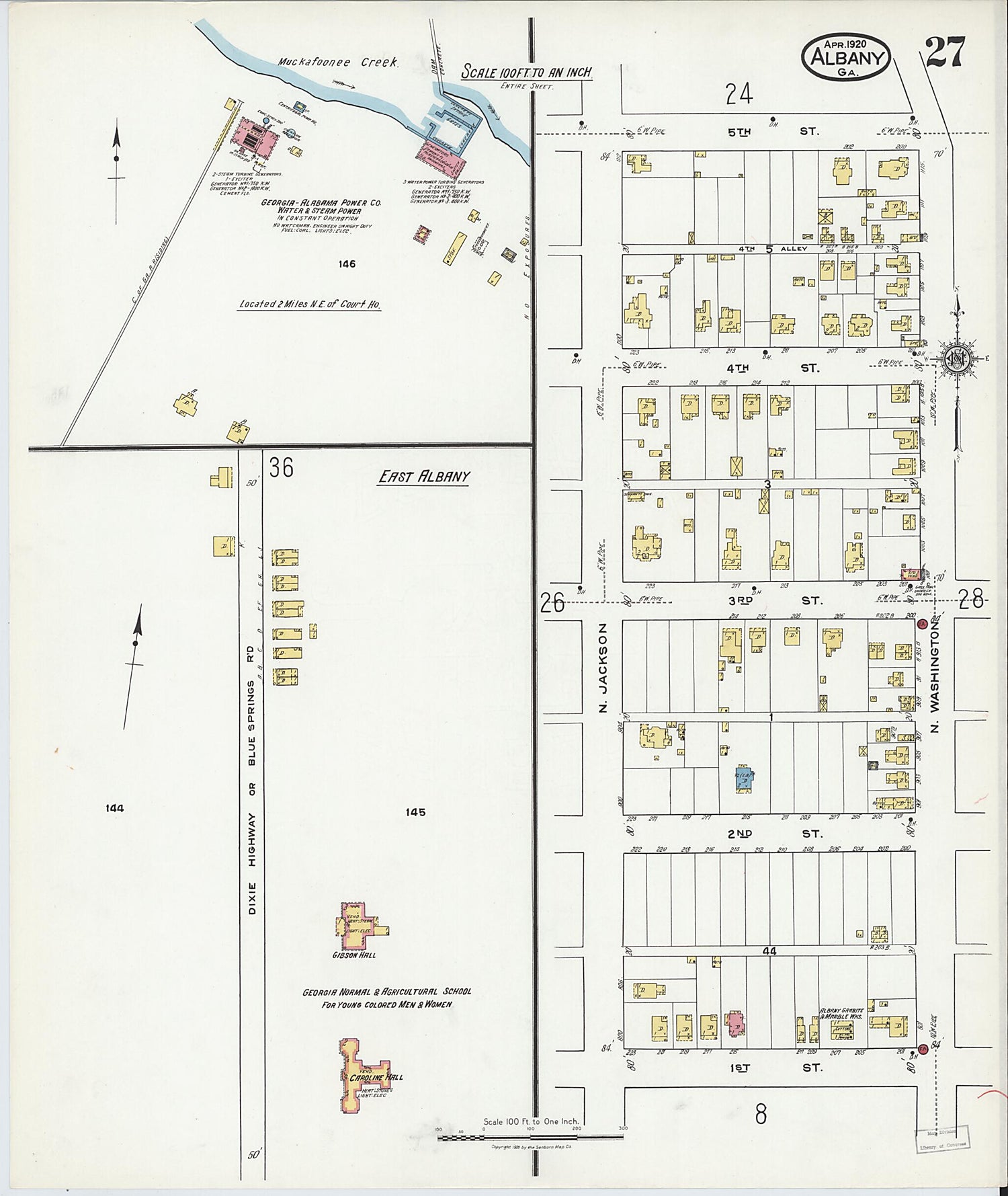 This old map of Putney, Dougherty County, Georgia was created by Sanborn Map Company in 1920