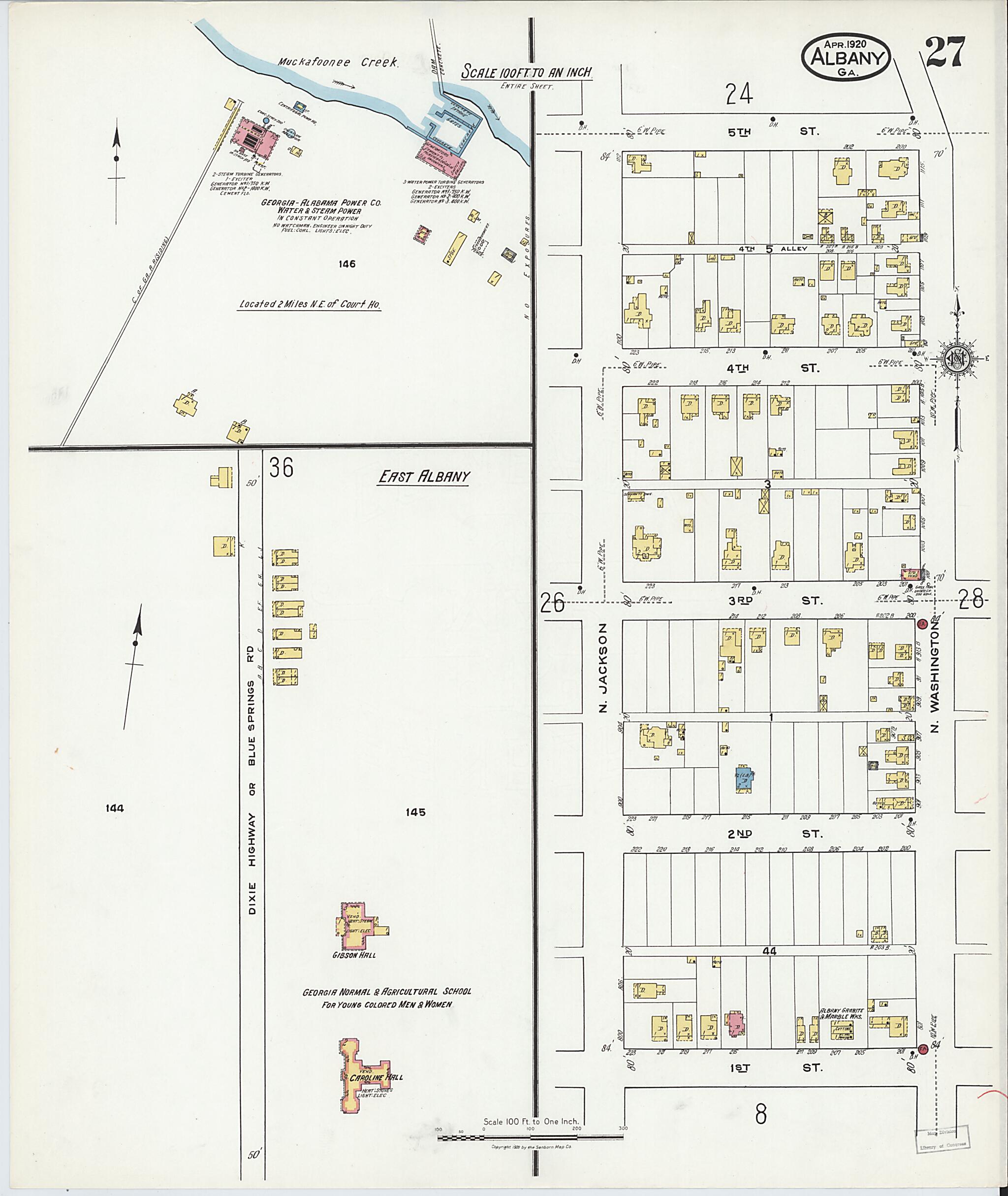 This old map of Putney, Dougherty County, Georgia was created by Sanborn Map Company in 1920