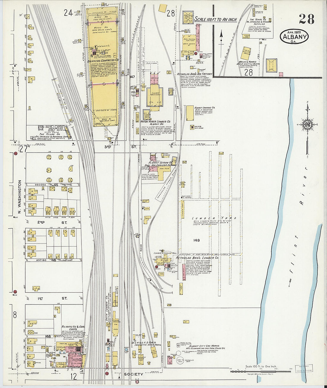 This old map of Putney, Dougherty County, Georgia was created by Sanborn Map Company in 1920