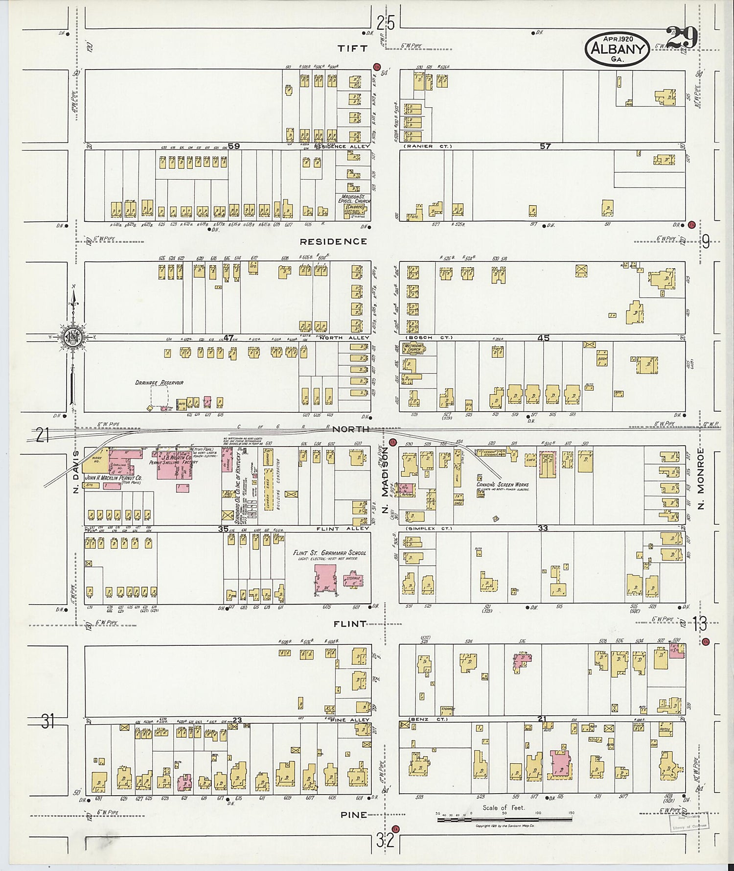 This old map of Putney, Dougherty County, Georgia was created by Sanborn Map Company in 1920