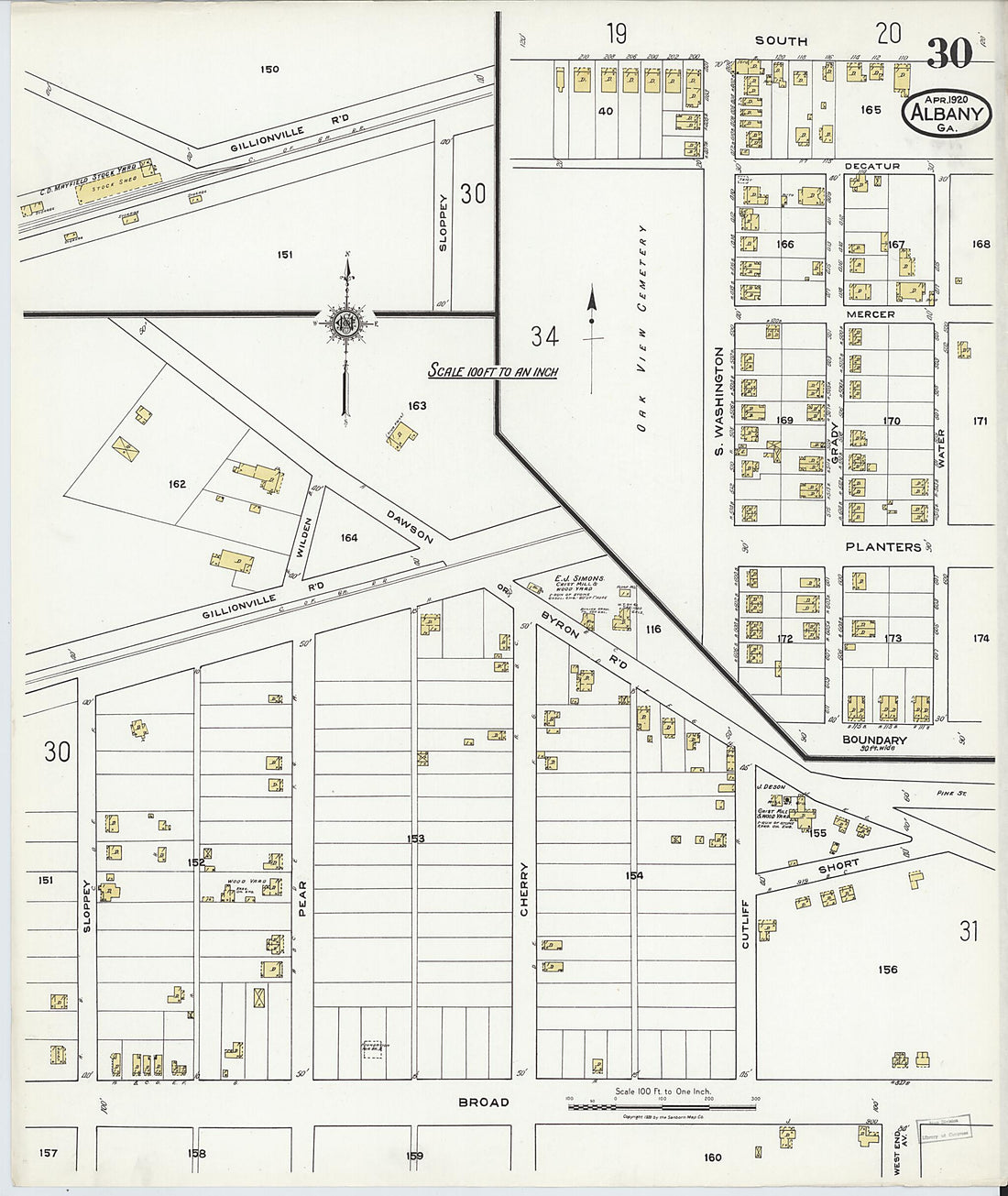 This old map of Putney, Dougherty County, Georgia was created by Sanborn Map Company in 1920