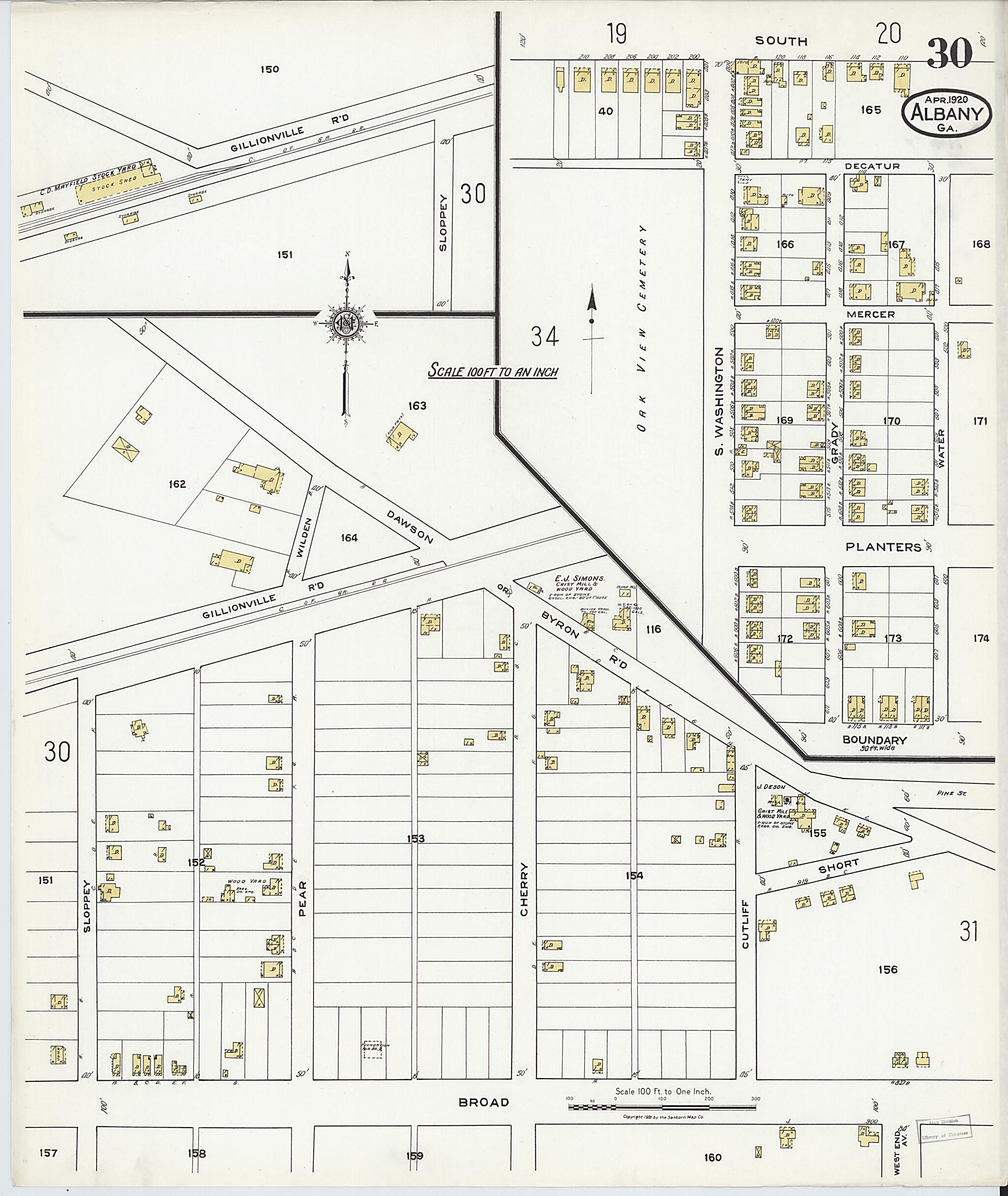 This old map of Putney, Dougherty County, Georgia was created by Sanborn Map Company in 1920