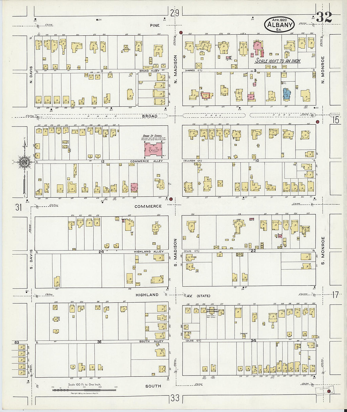 Albany, Dougherty County, Georgia 1920 (Sheet 32) by Relic Map Company