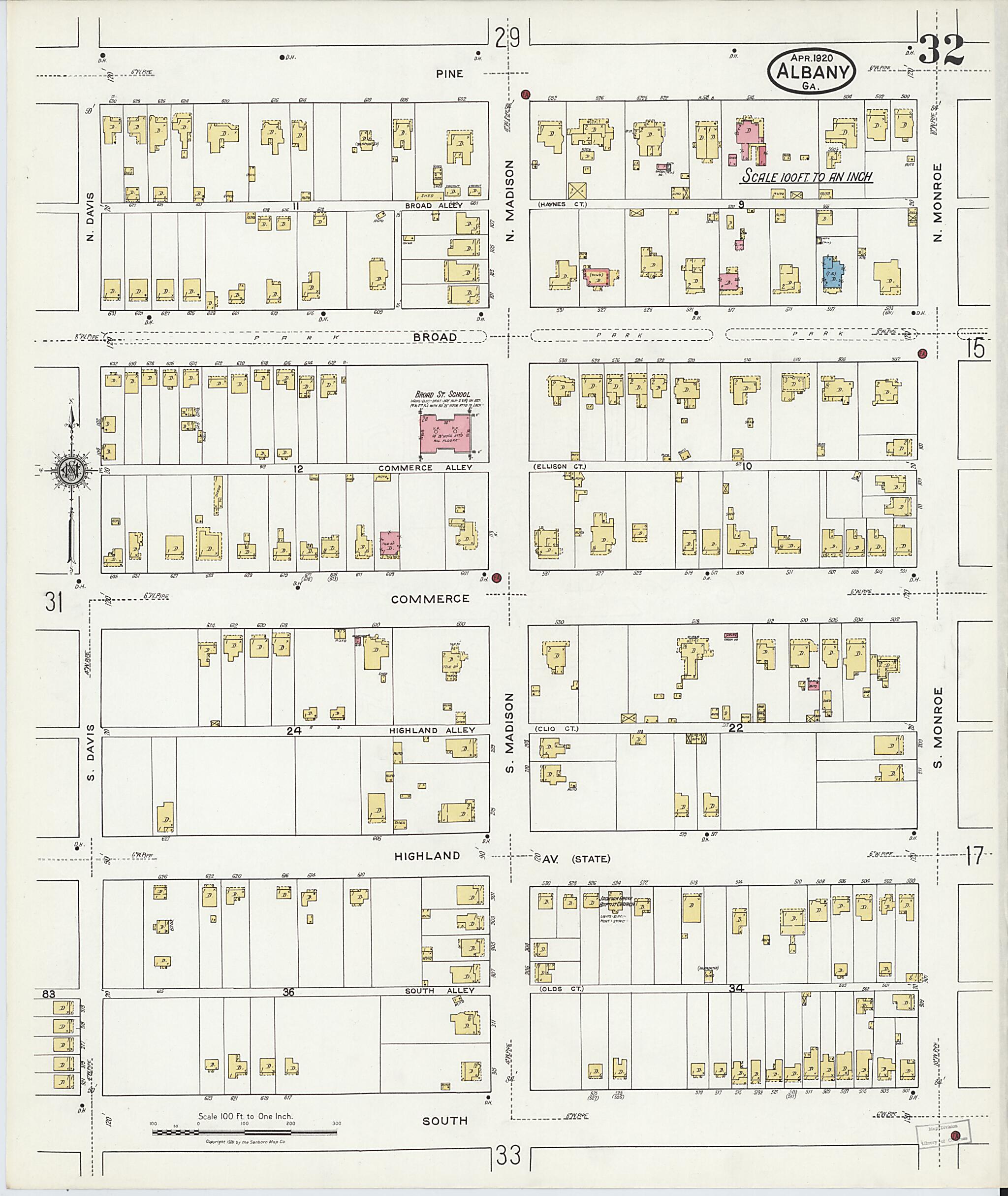 This old map of Putney, Dougherty County, Georgia was created by Sanborn Map Company in 1920