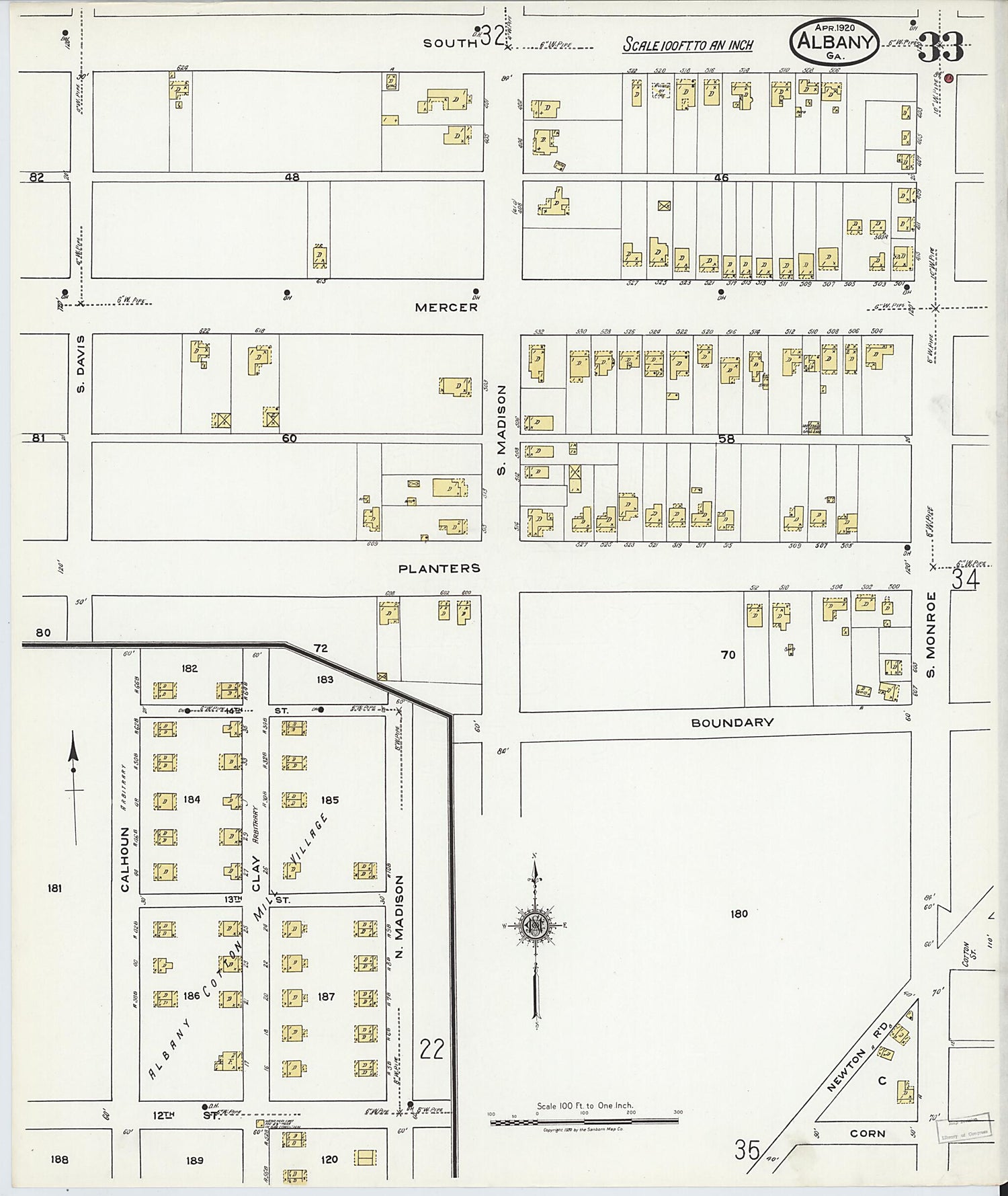 This old map of Putney, Dougherty County, Georgia was created by Sanborn Map Company in 1920