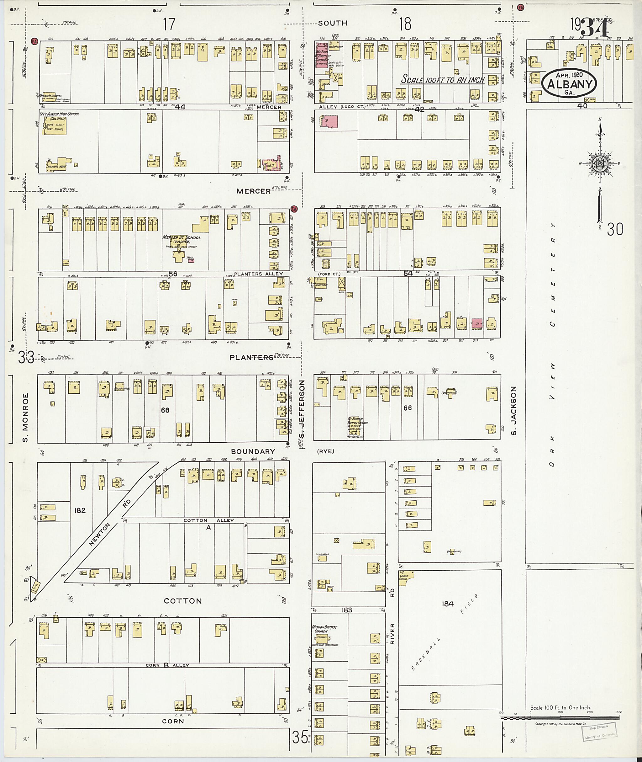 This old map of Putney, Dougherty County, Georgia was created by Sanborn Map Company in 1920