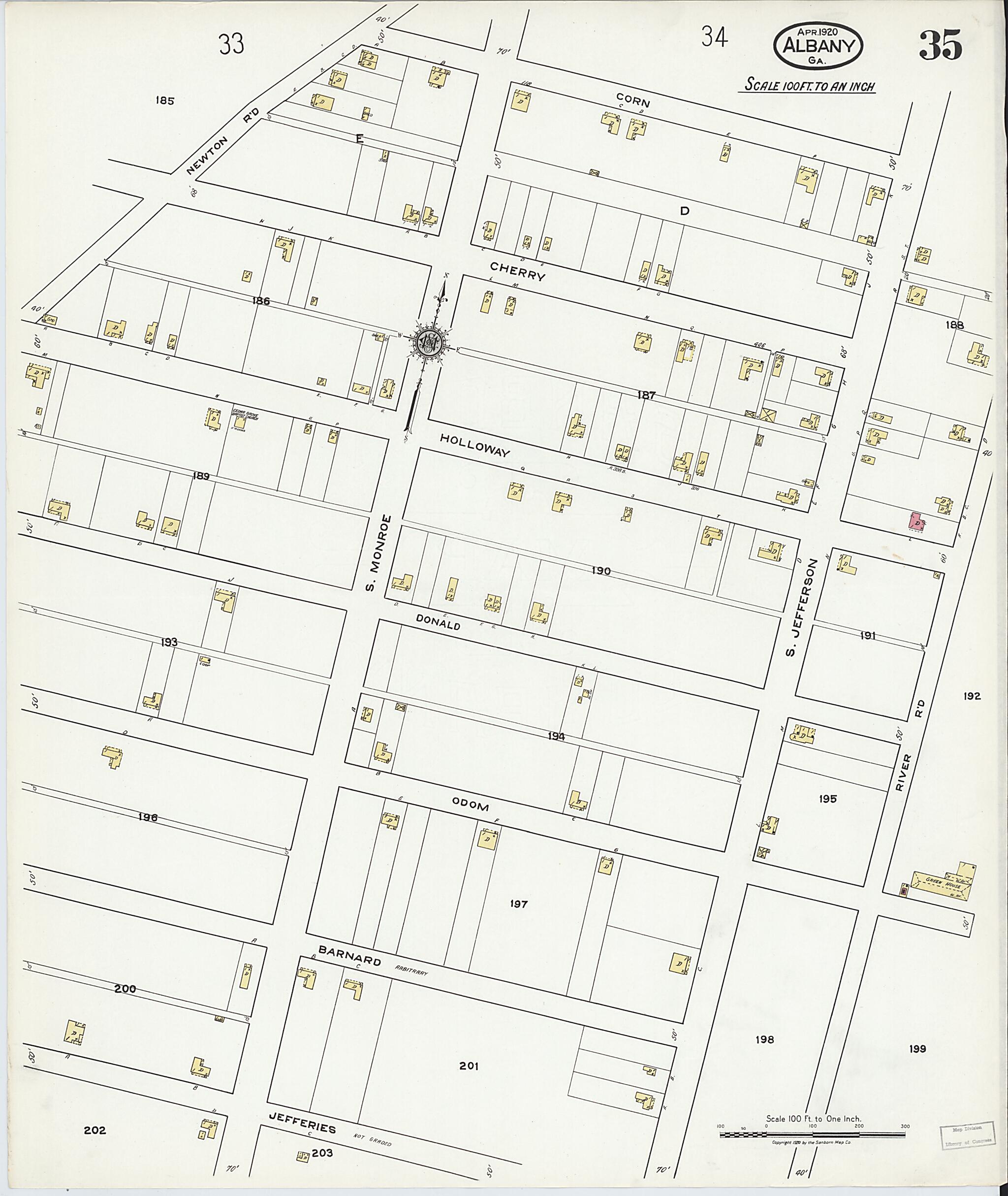 This old map of Putney, Dougherty County, Georgia was created by Sanborn Map Company in 1920