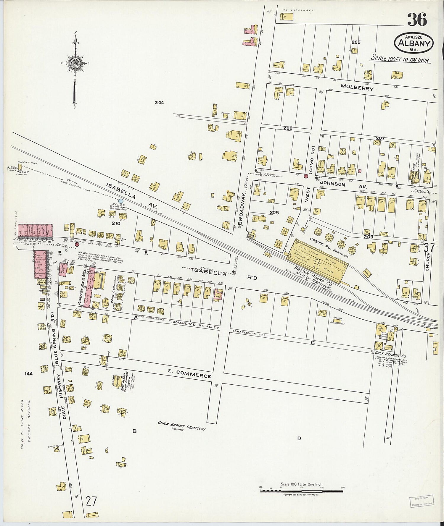 This old map of Putney, Dougherty County, Georgia was created by Sanborn Map Company in 1920