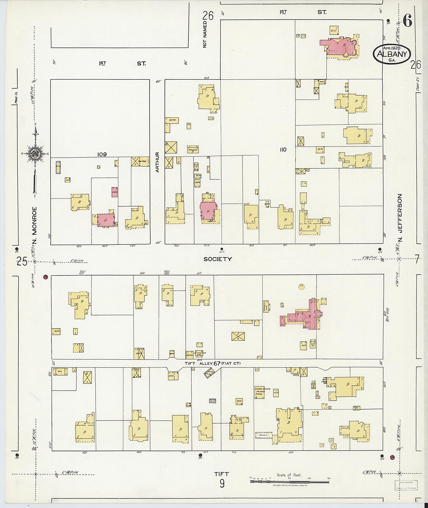 This old map of Putney, Dougherty County, Georgia was created by Sanborn Map Company in 1920