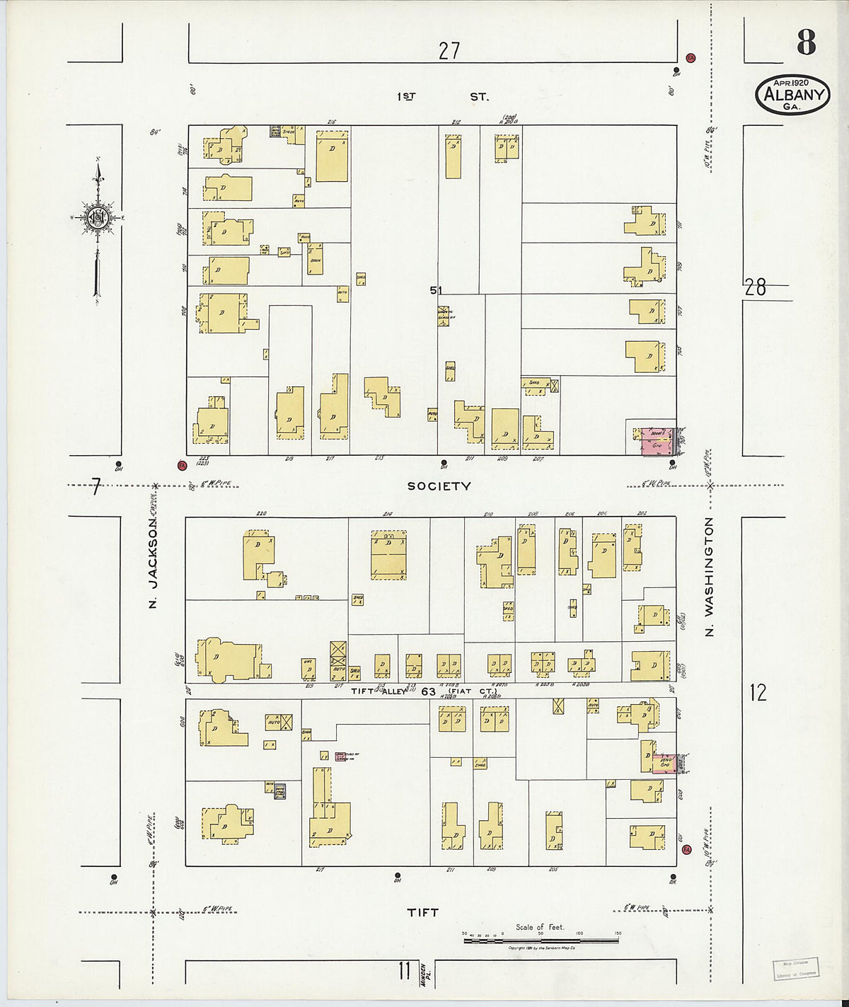 Albany, Dougherty County, Georgia 1920 (Sheet 8) by Relic Map Company