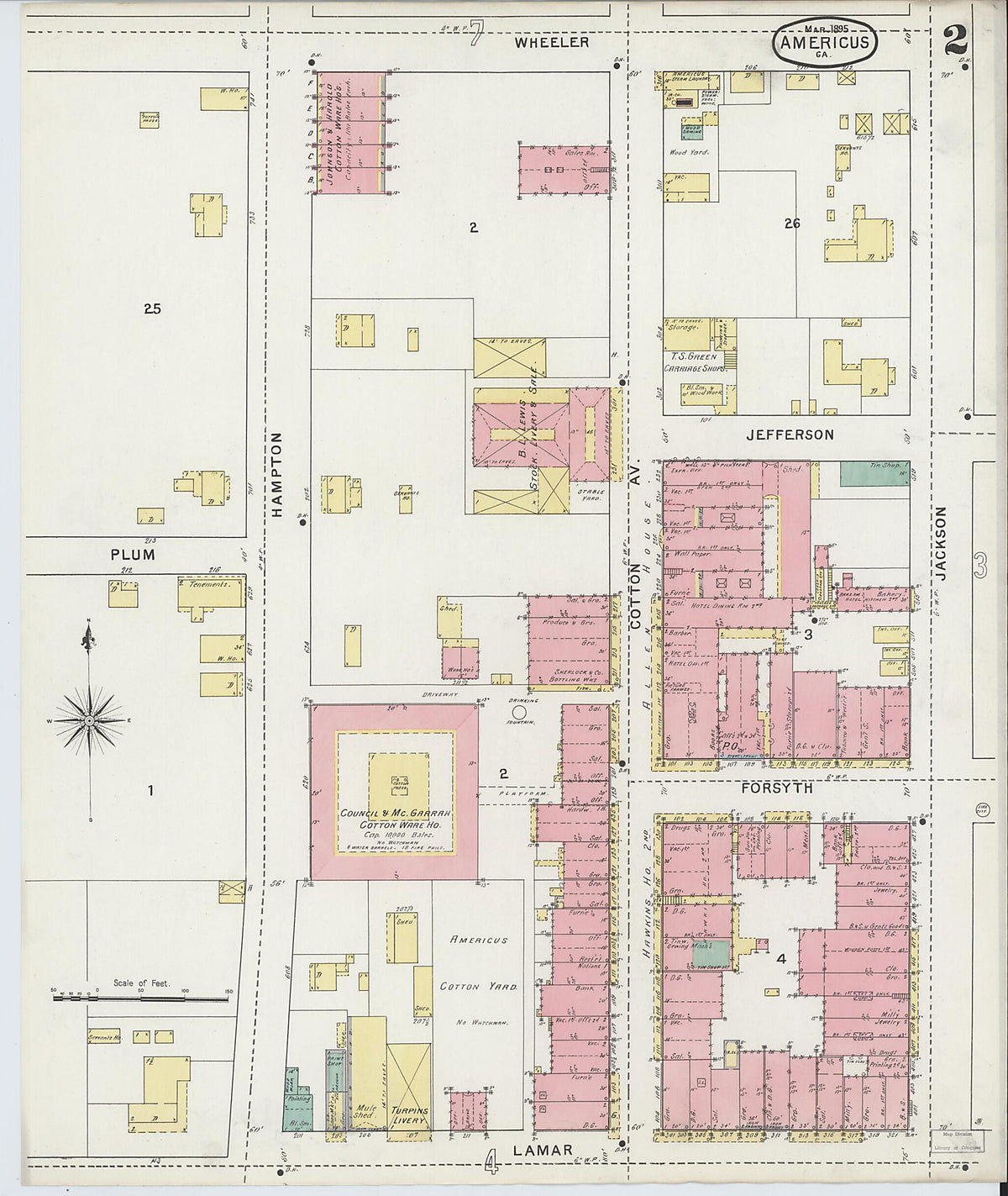 Americus, Sumter County, Georgia 1895 (Sheet 2 of 9) by Relic Map Company