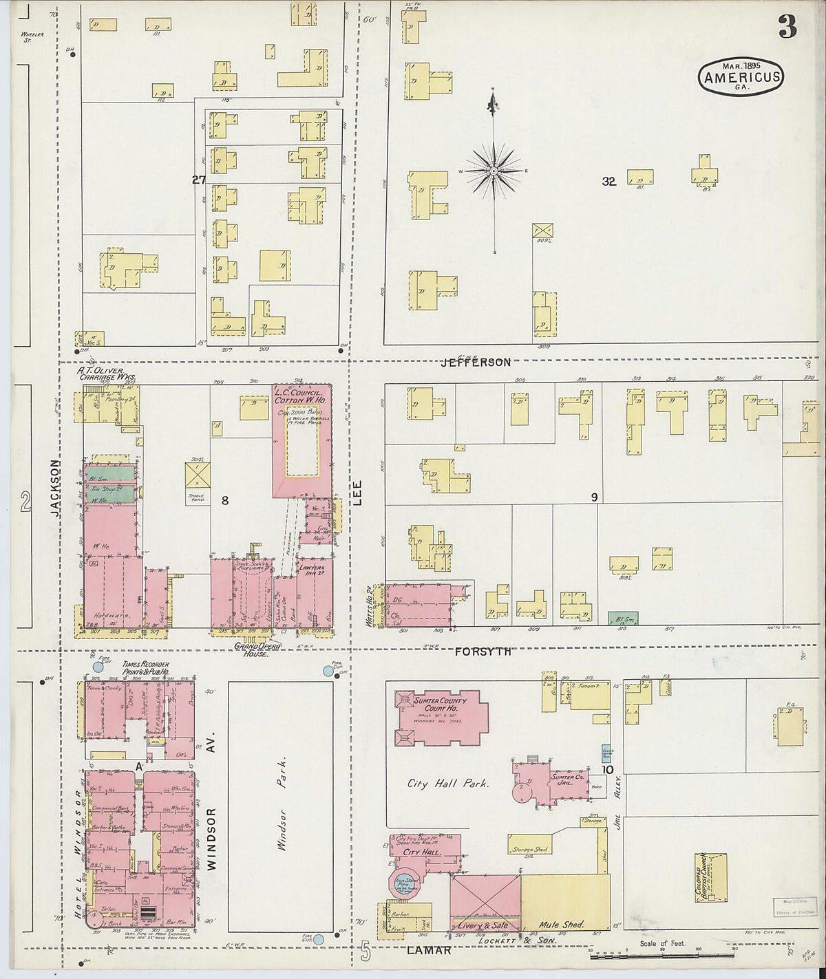 Americus, Sumter County, Georgia 1895 (Sheet 3 of 9) by Relic Map Company