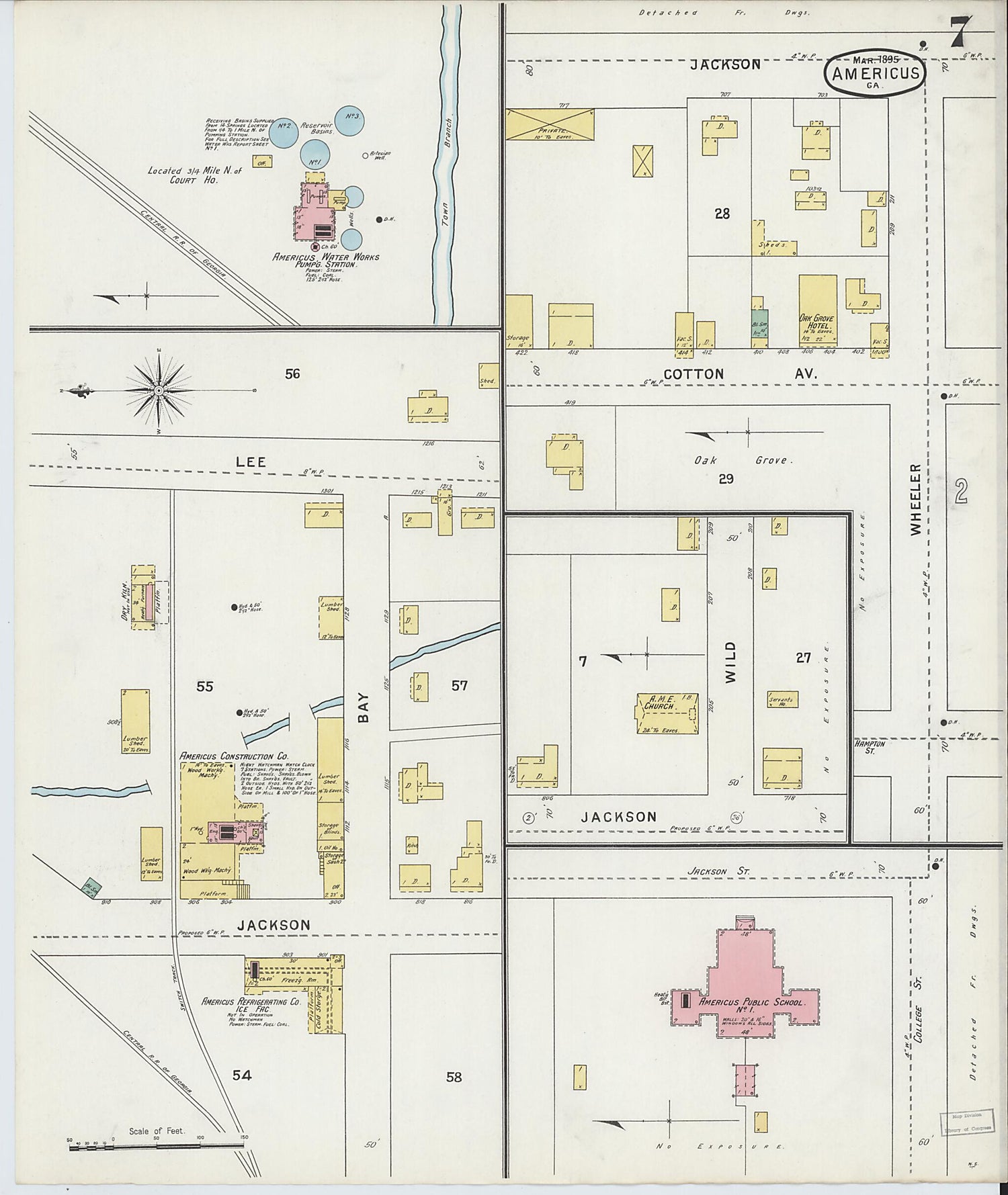 This old map of Americus, Sumter County, Georgia was created by Sanborn Map Company in 1895