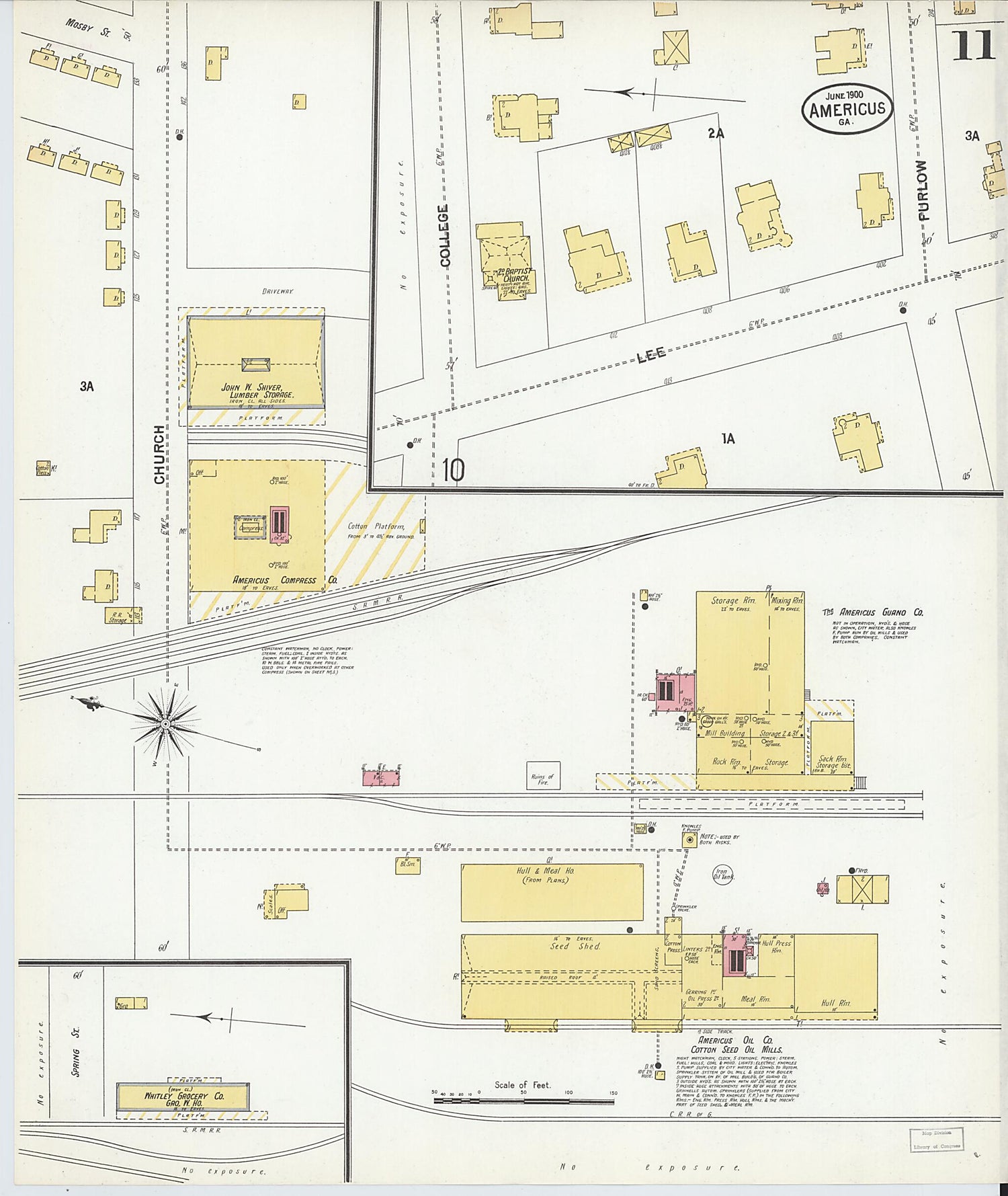 This old map of Americus, Sumter County, Georgia was created by Sanborn Map Company in 1900