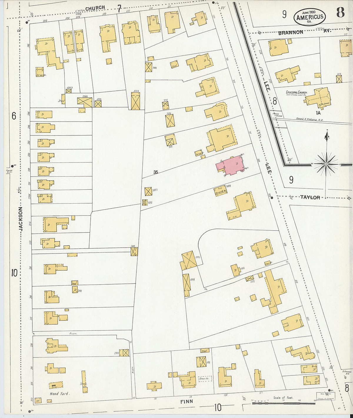 Americus, Sumter County, Georgia 1900 (Sheet 8 of 12) by Relic Map Company