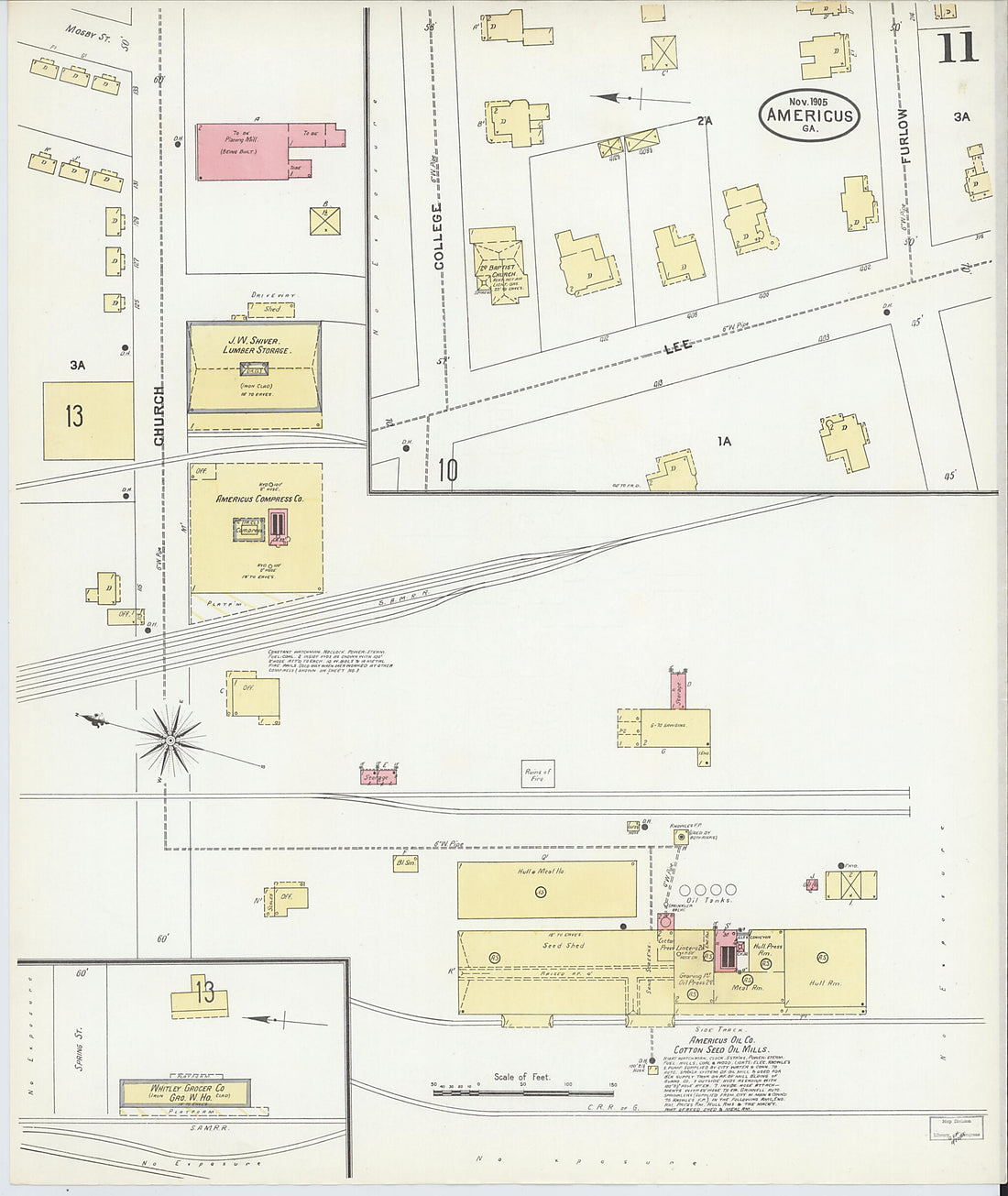 This old map of Americus, Sumter County, Georgia was created by Sanborn Map Company in 1905