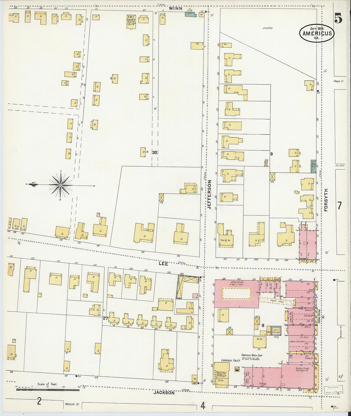 Americus, Sumter County, Georgia 1905 (Sheet 5 of 13) by Relic Map Company