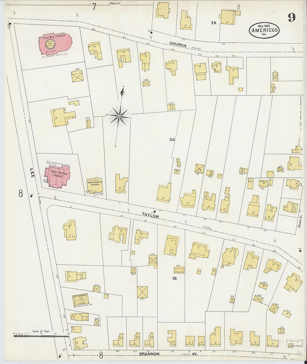 Americus, Sumter County, Georgia 1905 (Sheet 9 of 13) by Relic Map Company
