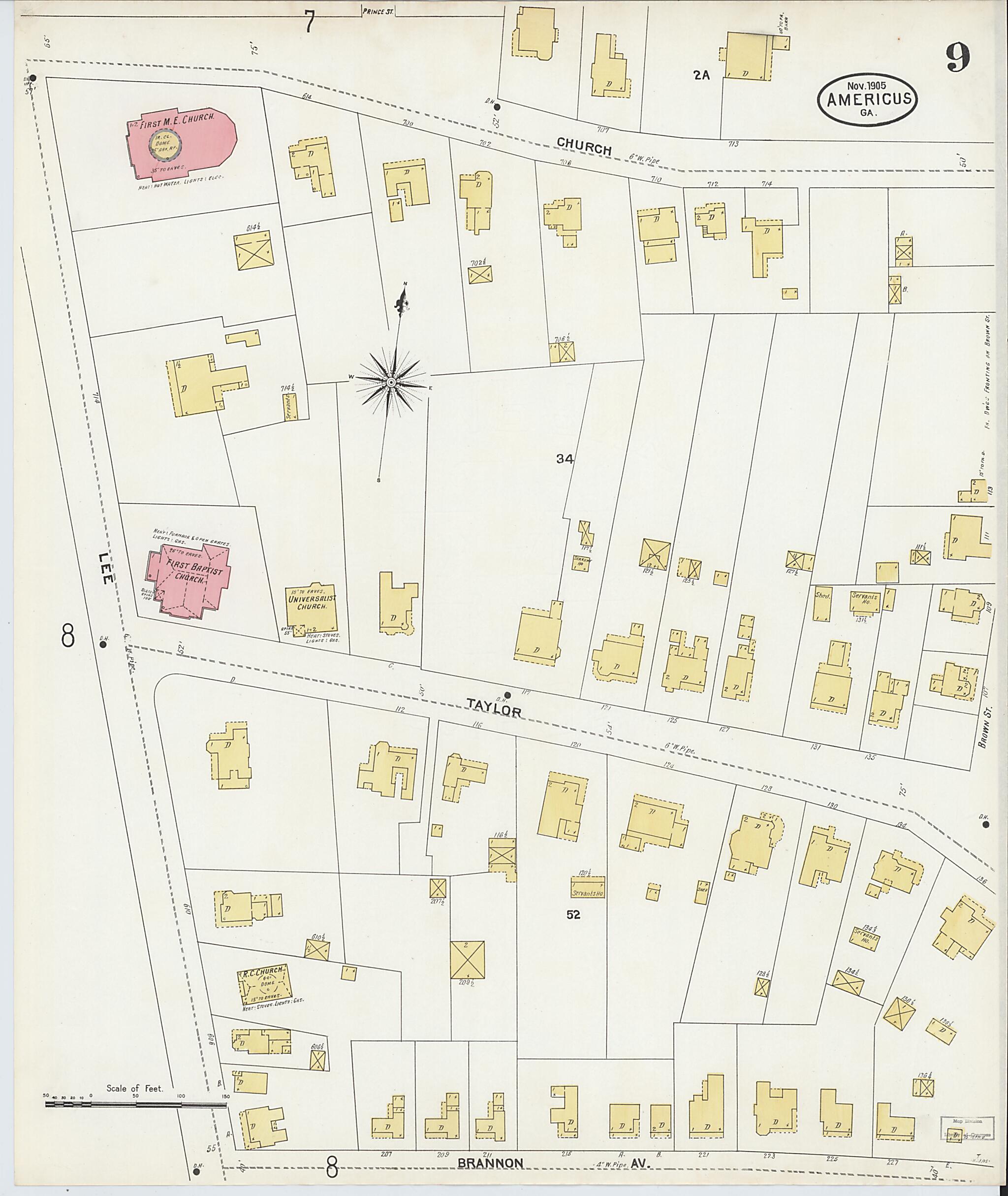 This old map of Americus, Sumter County, Georgia was created by Sanborn Map Company in 1905