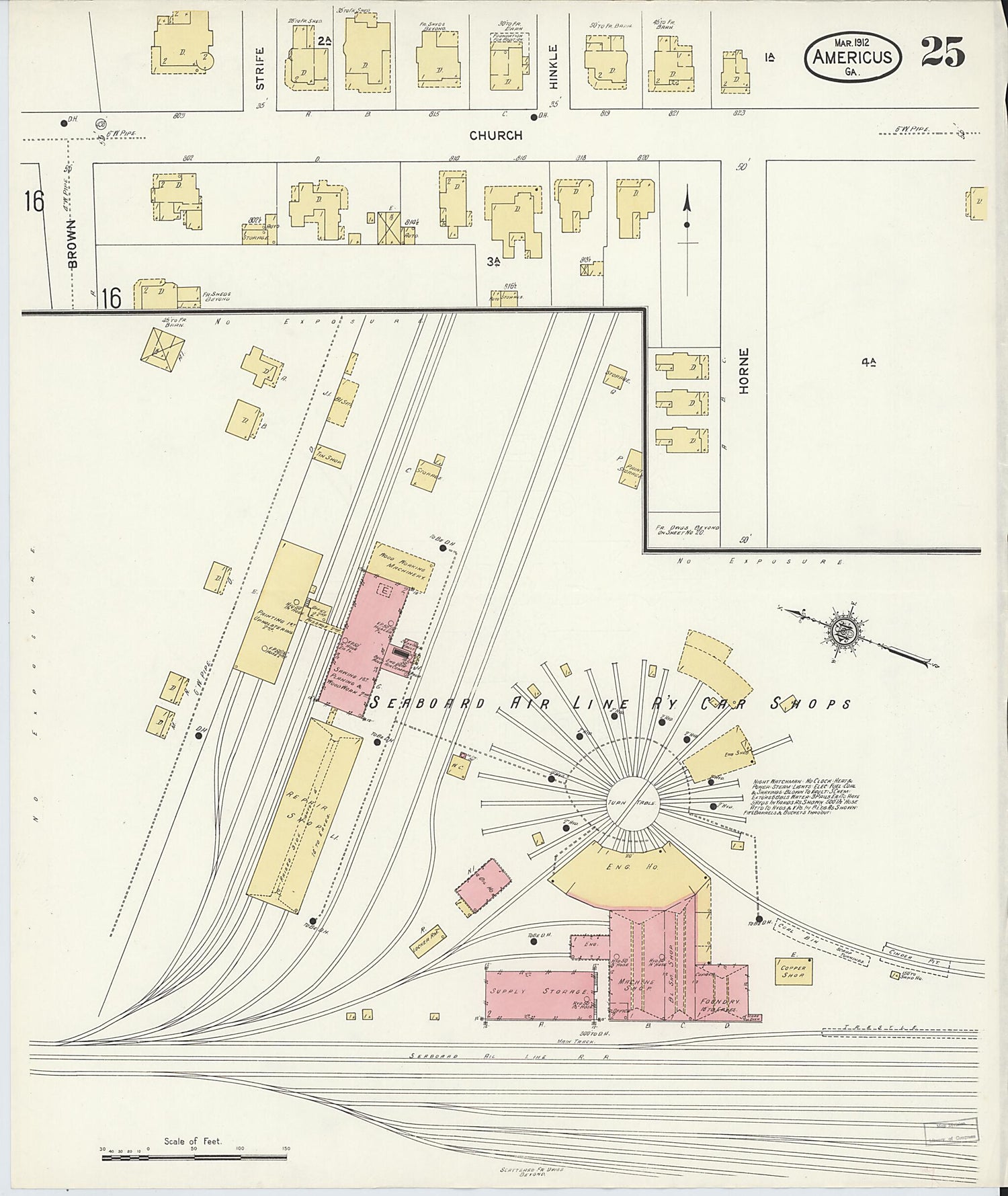 This old map of Americus, Sumter County, Georgia was created by Sanborn Map Company in 1912