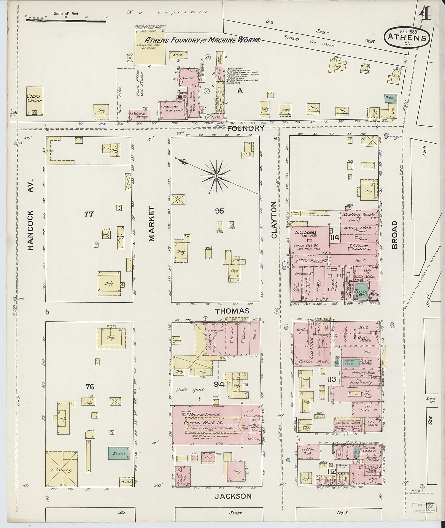 This old map of Athens, Clarke County, Georgia was created by Sanborn Map Company in 1888