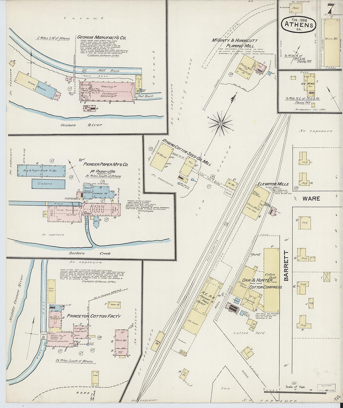 This old map of Athens, Clarke County, Georgia was created by Sanborn Map Company in 1888