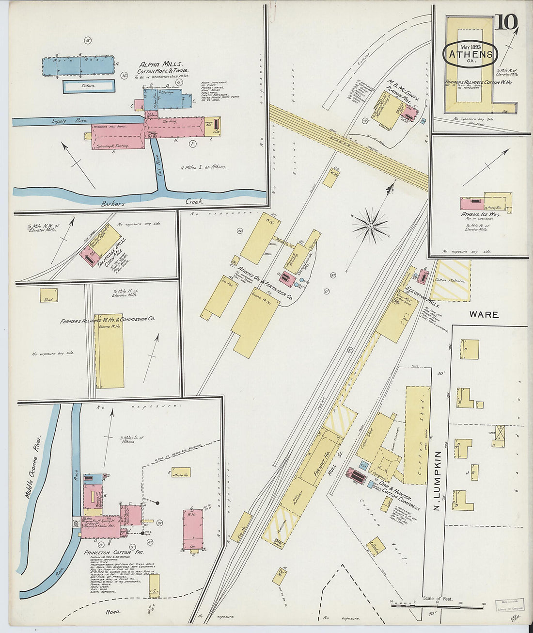 This old map of Athens, Clarke County, Georgia was created by Sanborn Map Company in 1893