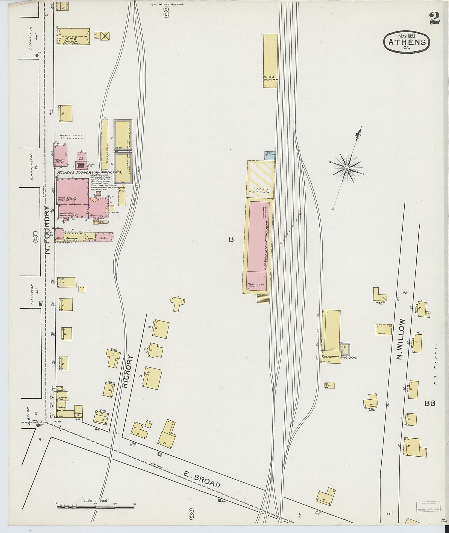 This old map of Athens, Clarke County, Georgia was created by Sanborn Map Company in 1893