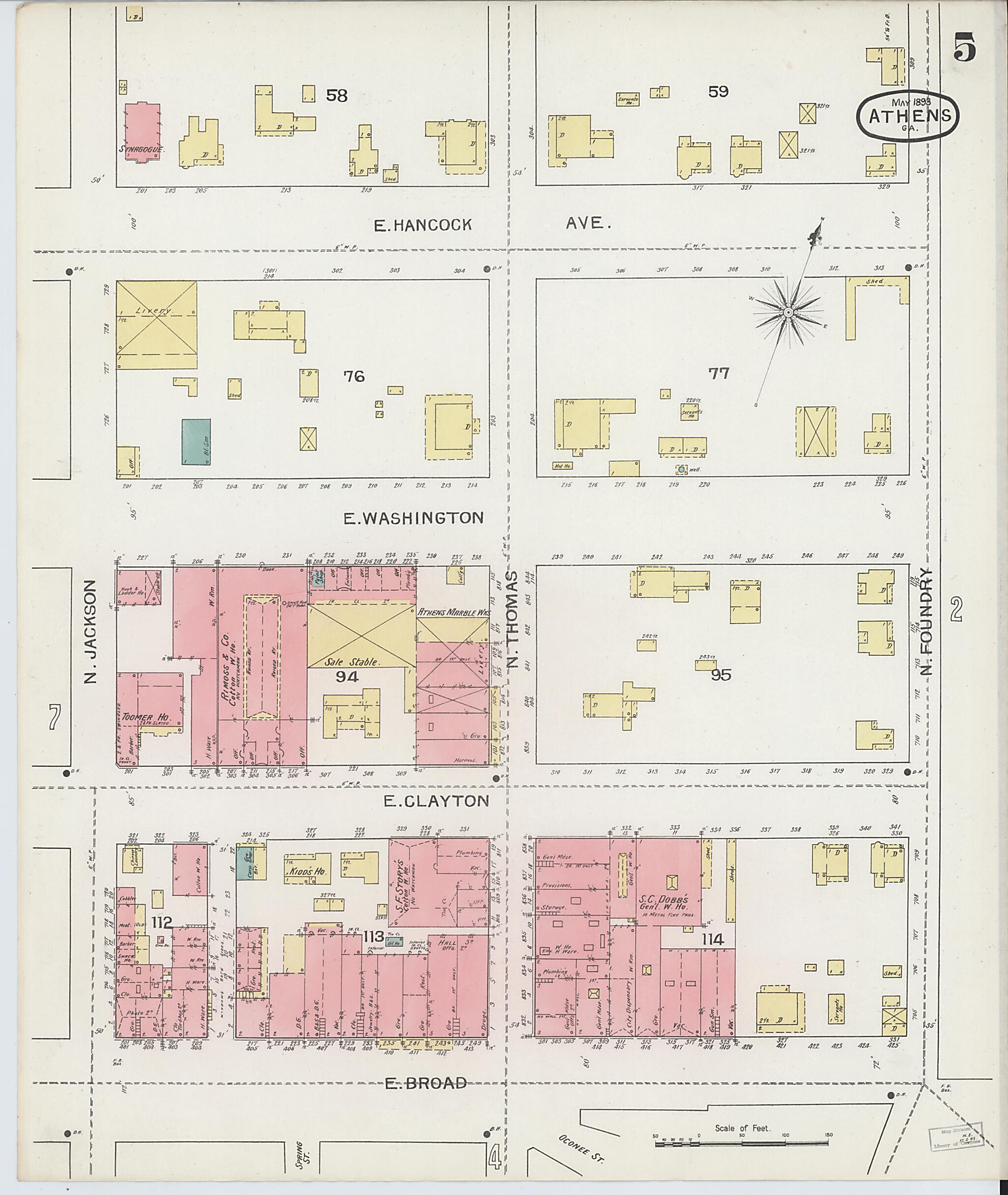 This old map of Athens, Clarke County, Georgia was created by Sanborn Map Company in 1893